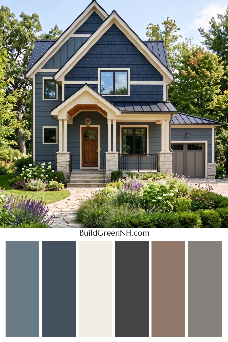Dark Charcoal House Exterior Color Scheme: Navy Limestone