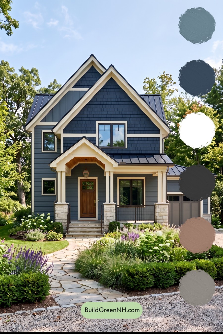 Dark Charcoal House Exterior Color Scheme: Navy Limestone