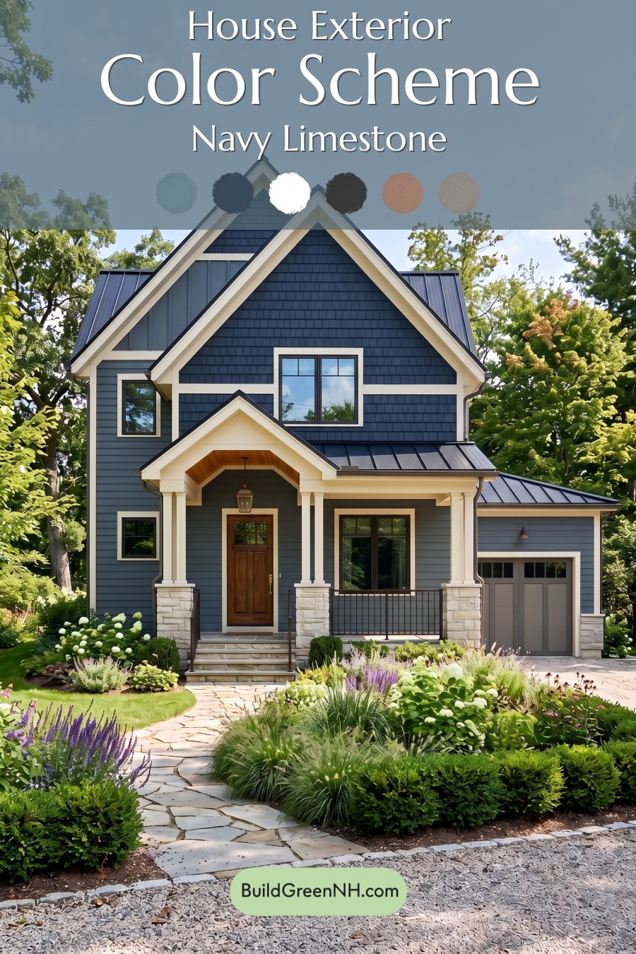 Dark Charcoal House Exterior Color Scheme: Navy Limestone