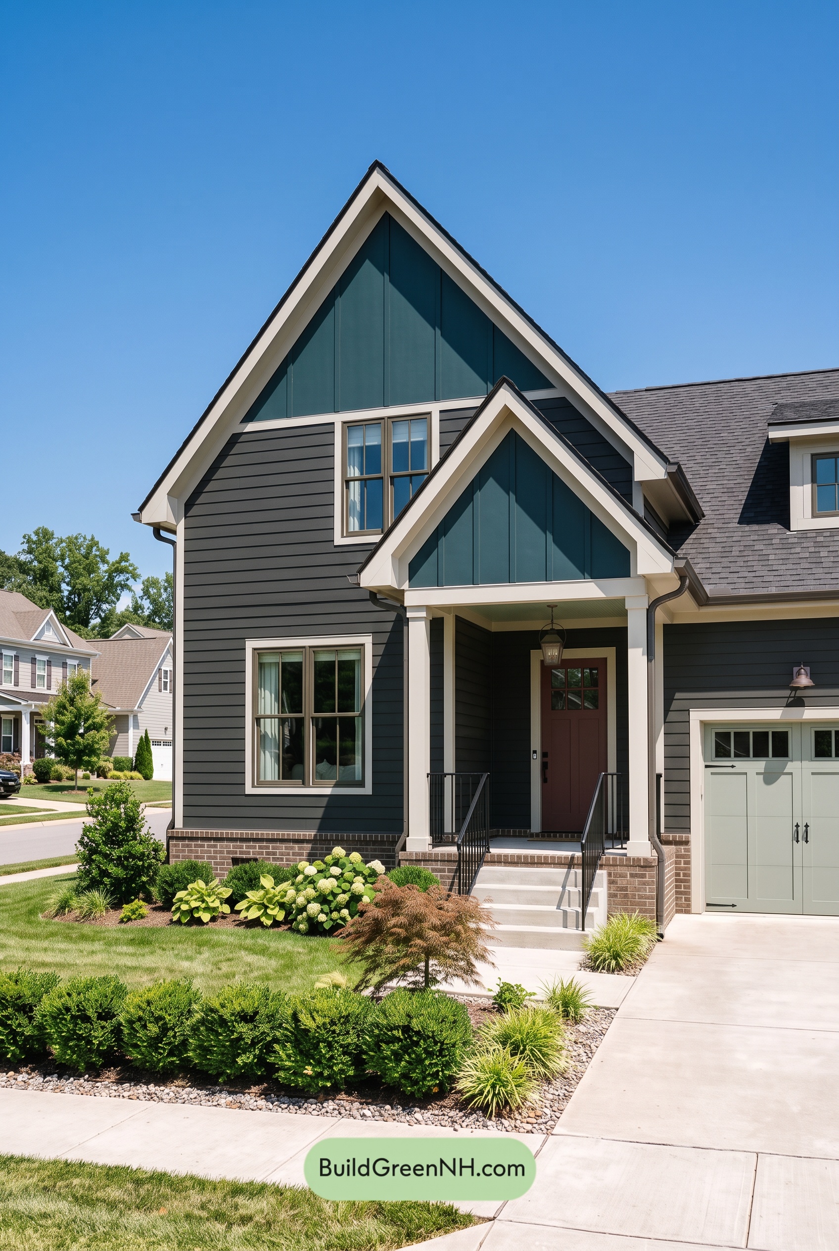 Dark Charcoal House Exterior Color Scheme: Pine Shadow Welcome