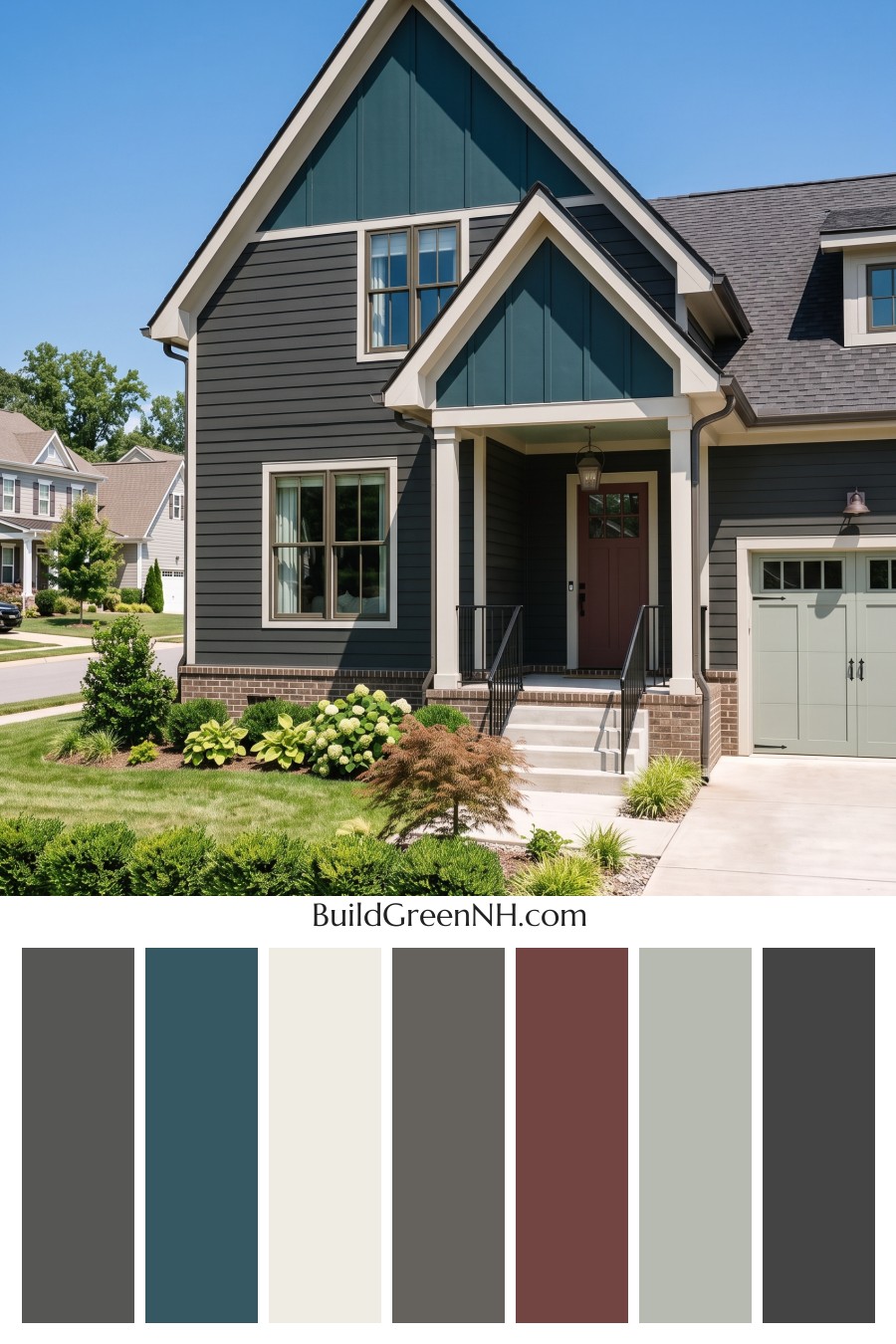 Dark Charcoal House Exterior Color Scheme: Pine Shadow Welcome