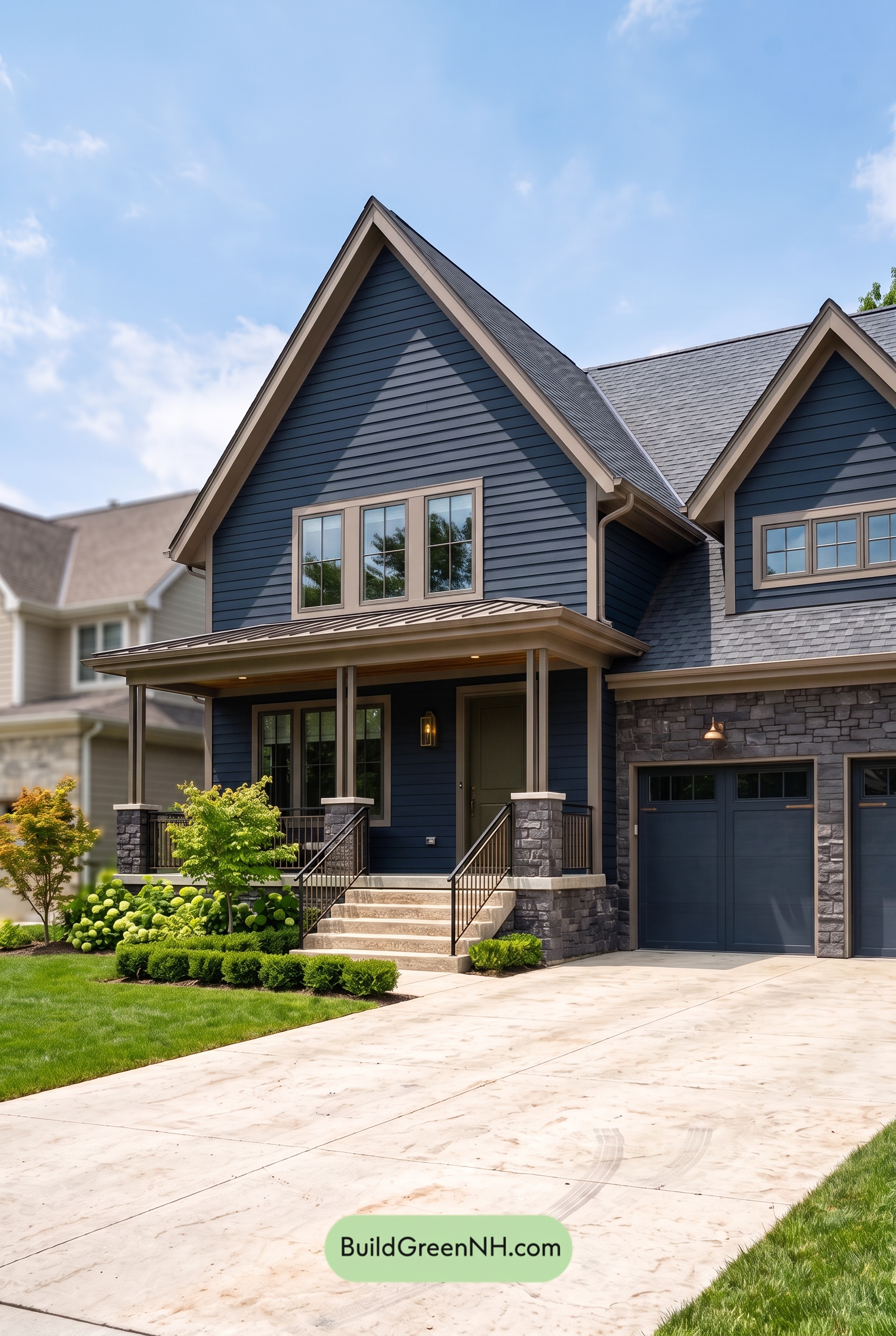 Dark Charcoal House Exterior Color Scheme: Sable Brass Haven
