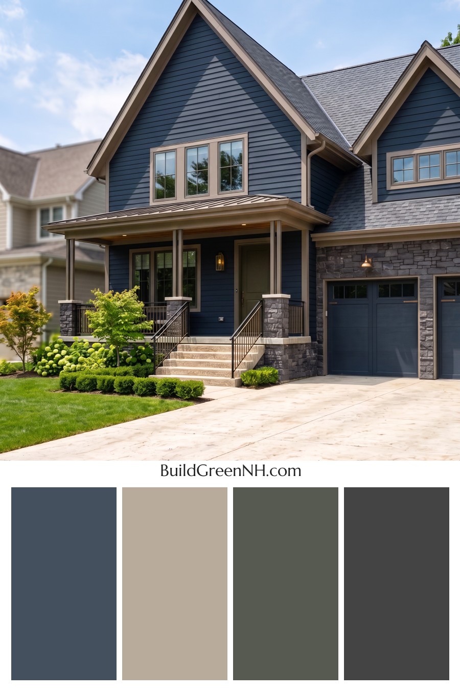 Dark Charcoal House Exterior Color Scheme: Sable Brass Haven