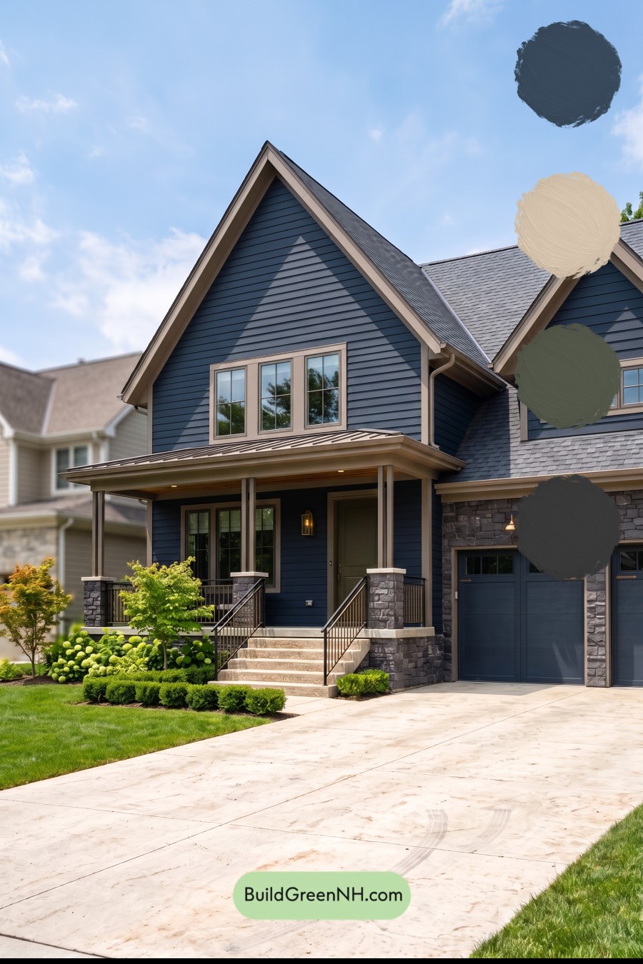 Dark Charcoal House Exterior Color Scheme: Sable Brass Haven