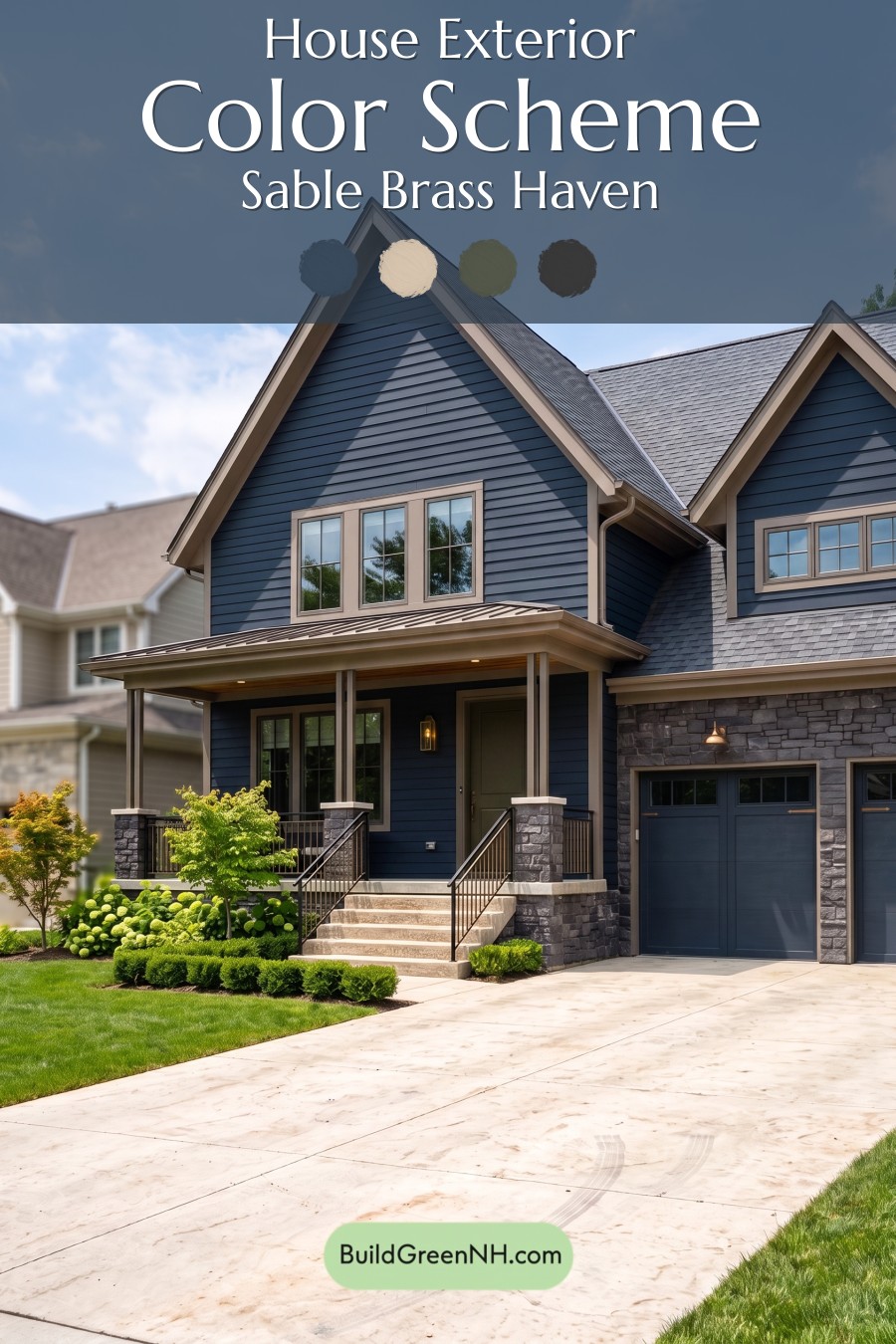 Dark Charcoal House Exterior Color Scheme: Sable Brass Haven