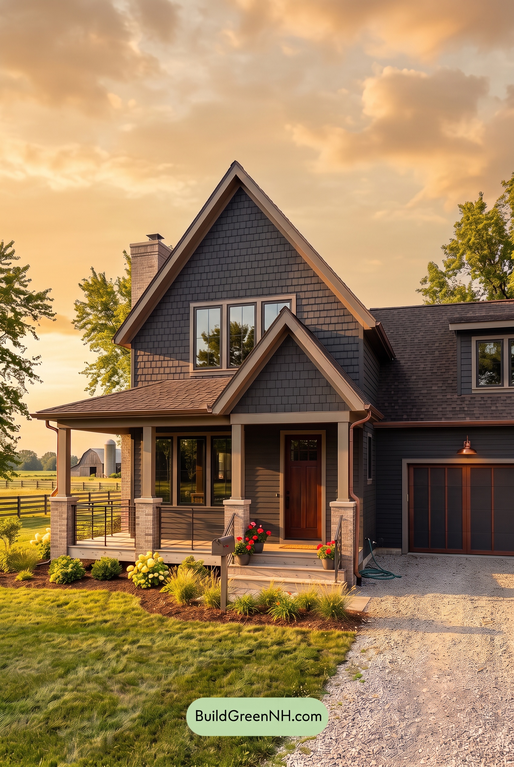 Dark Charcoal House Exterior Color Scheme: Umber Lantern House - Golden Hour