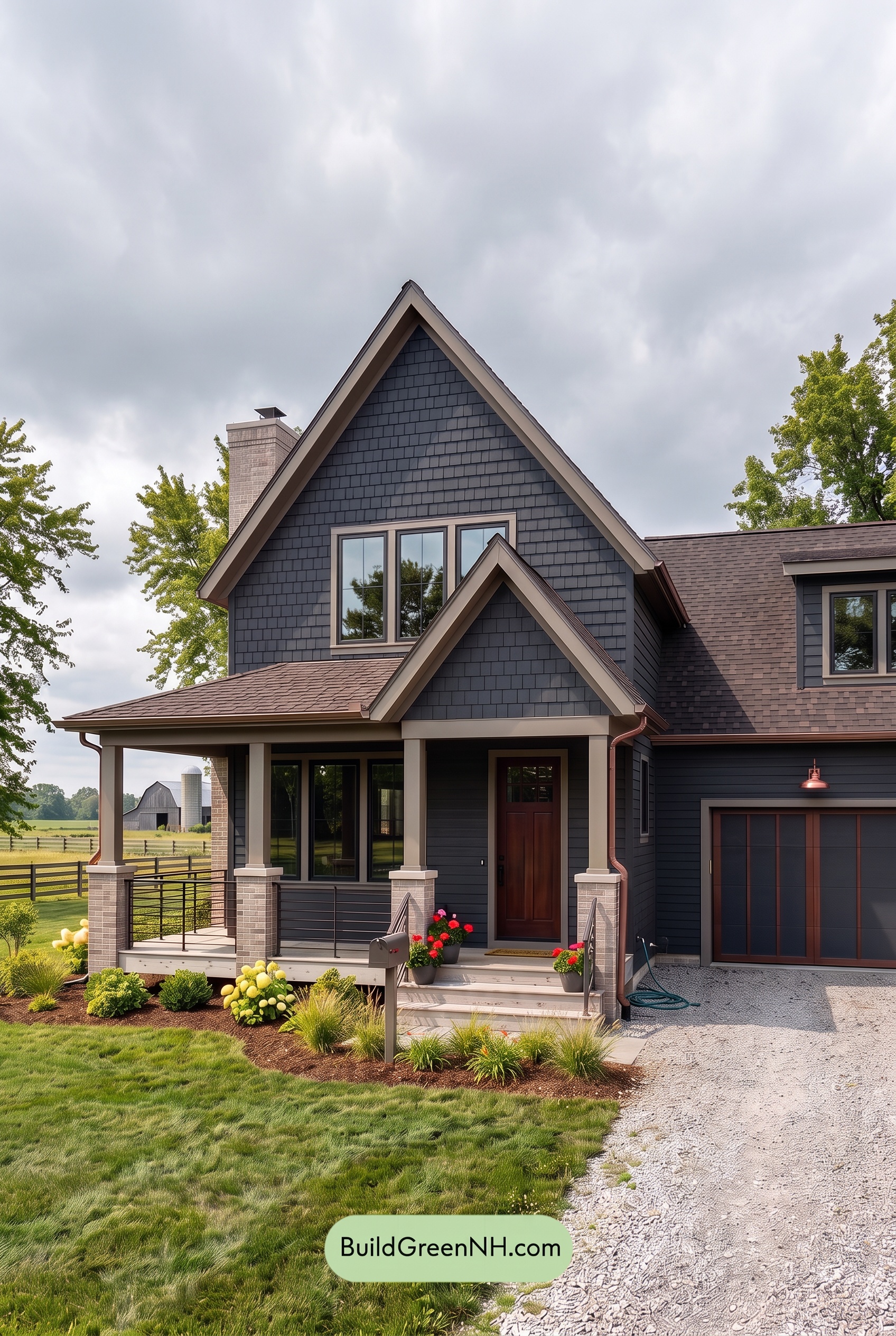 Dark Charcoal House Exterior Color Scheme: Umber Lantern House - Overcast