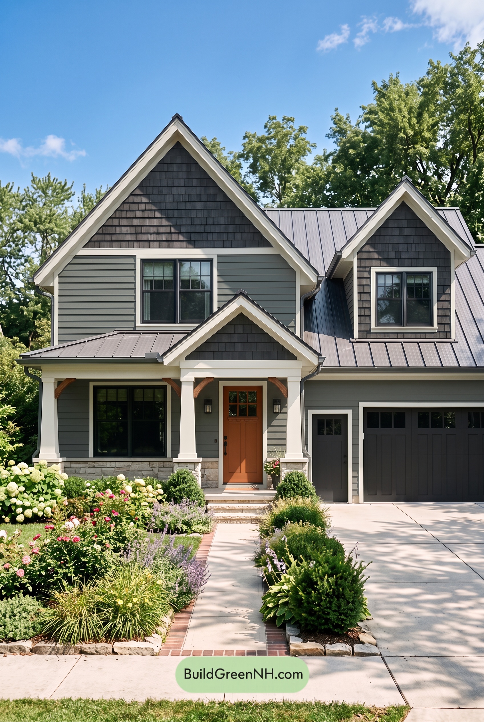 Dark Charcoal House Exterior Color Scheme: Verdant Coal Manor