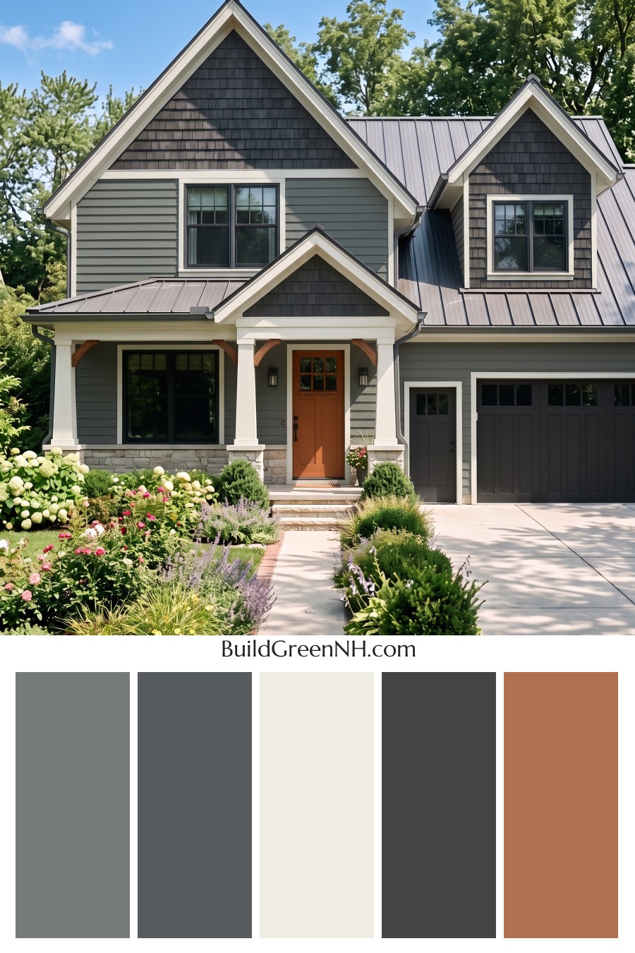 Dark Charcoal House Exterior Color Scheme: Verdant Coal Manor