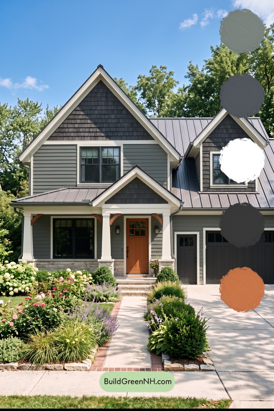 Dark Charcoal House Exterior Color Scheme: Verdant Coal Manor