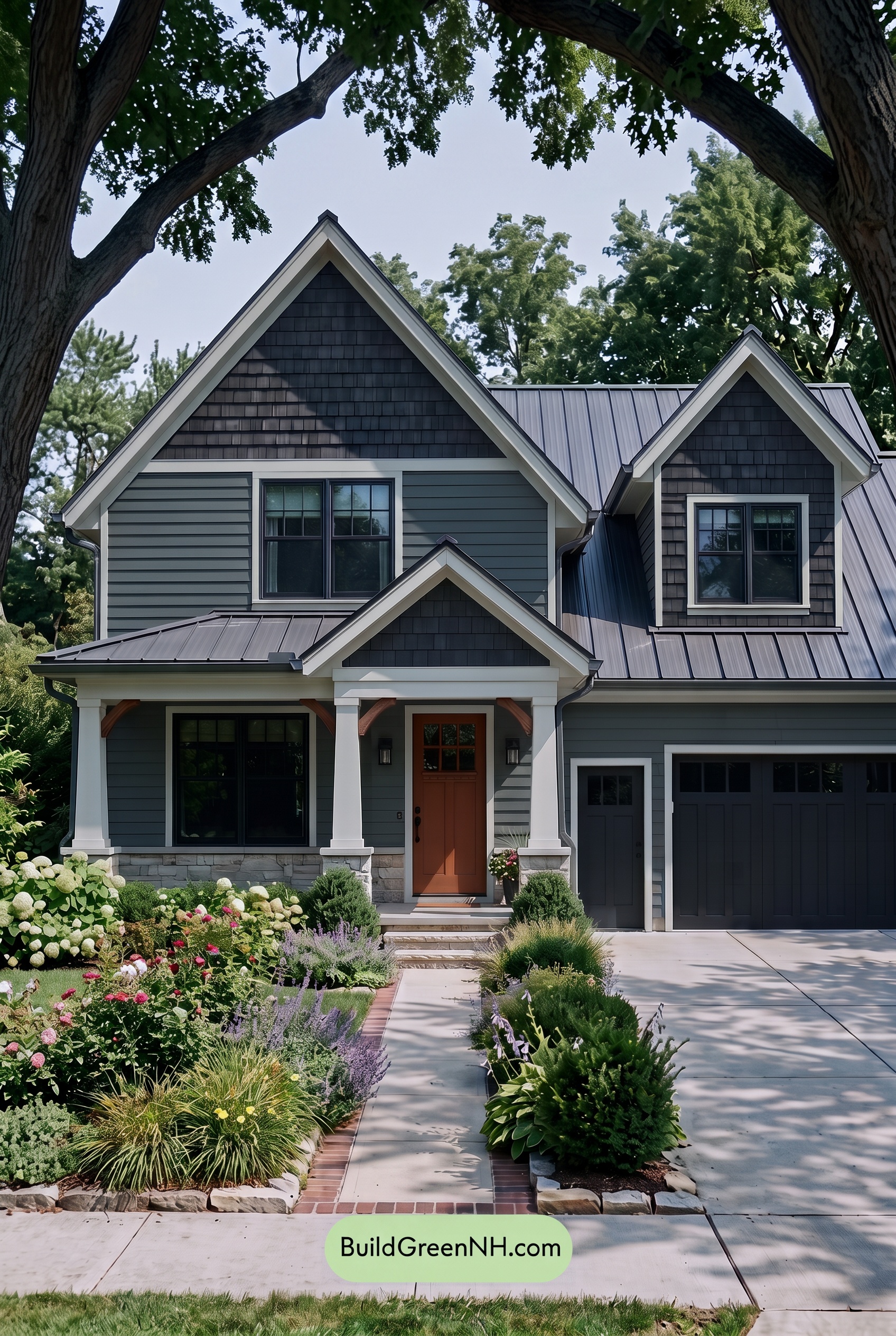Dark Charcoal House Exterior Color Scheme: Verdant Coal Manor - Shade