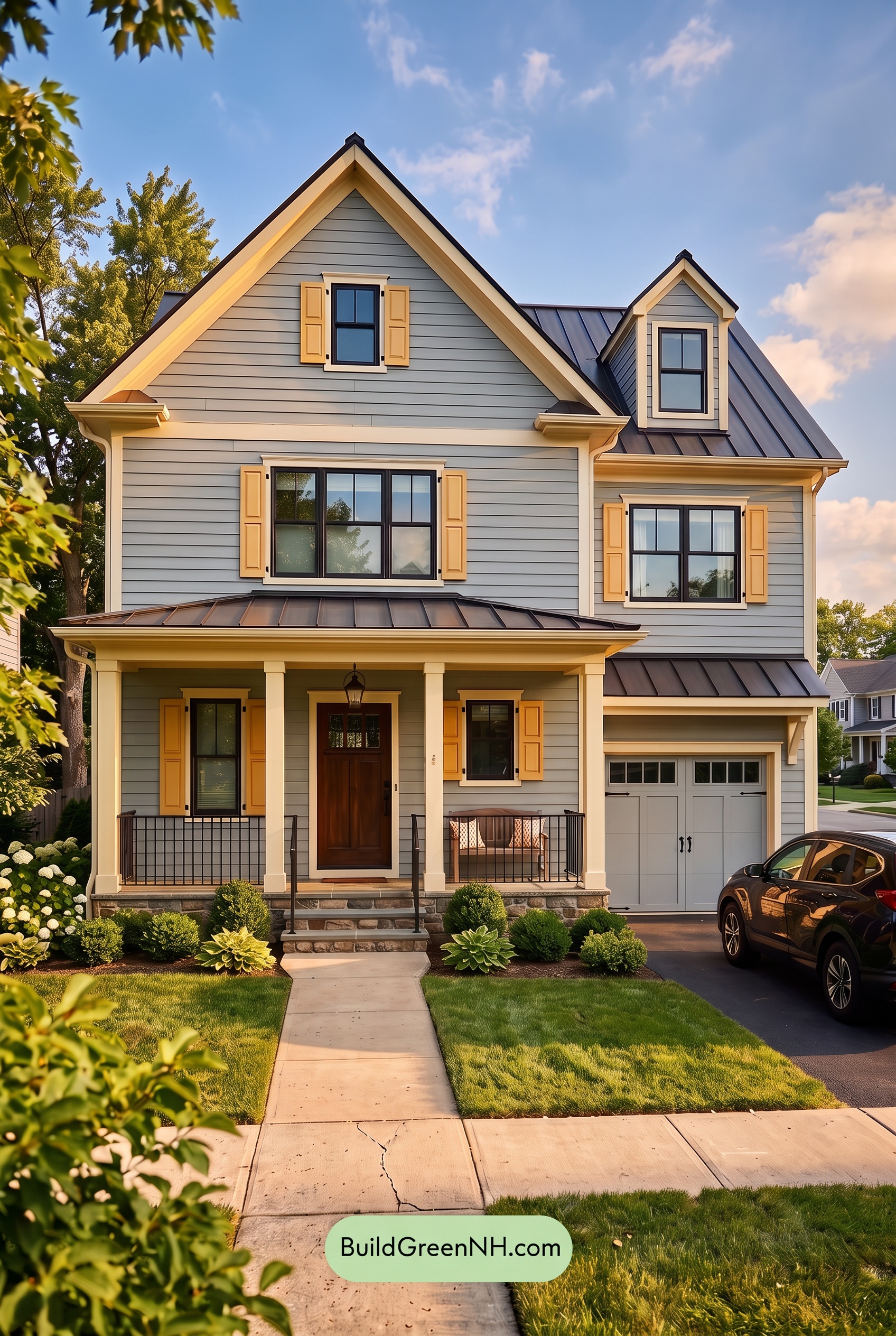 Modern Cottage Light Blue Color Scheme: Aster Blue Marigold - Golden Hour
