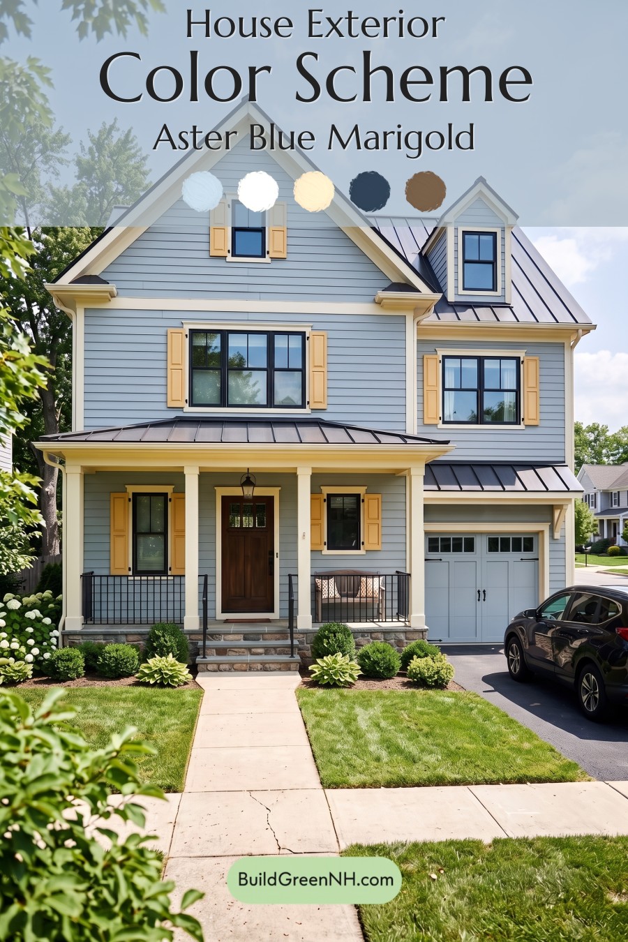 Modern Cottage Light Blue Color Scheme: Aster Blue Marigold