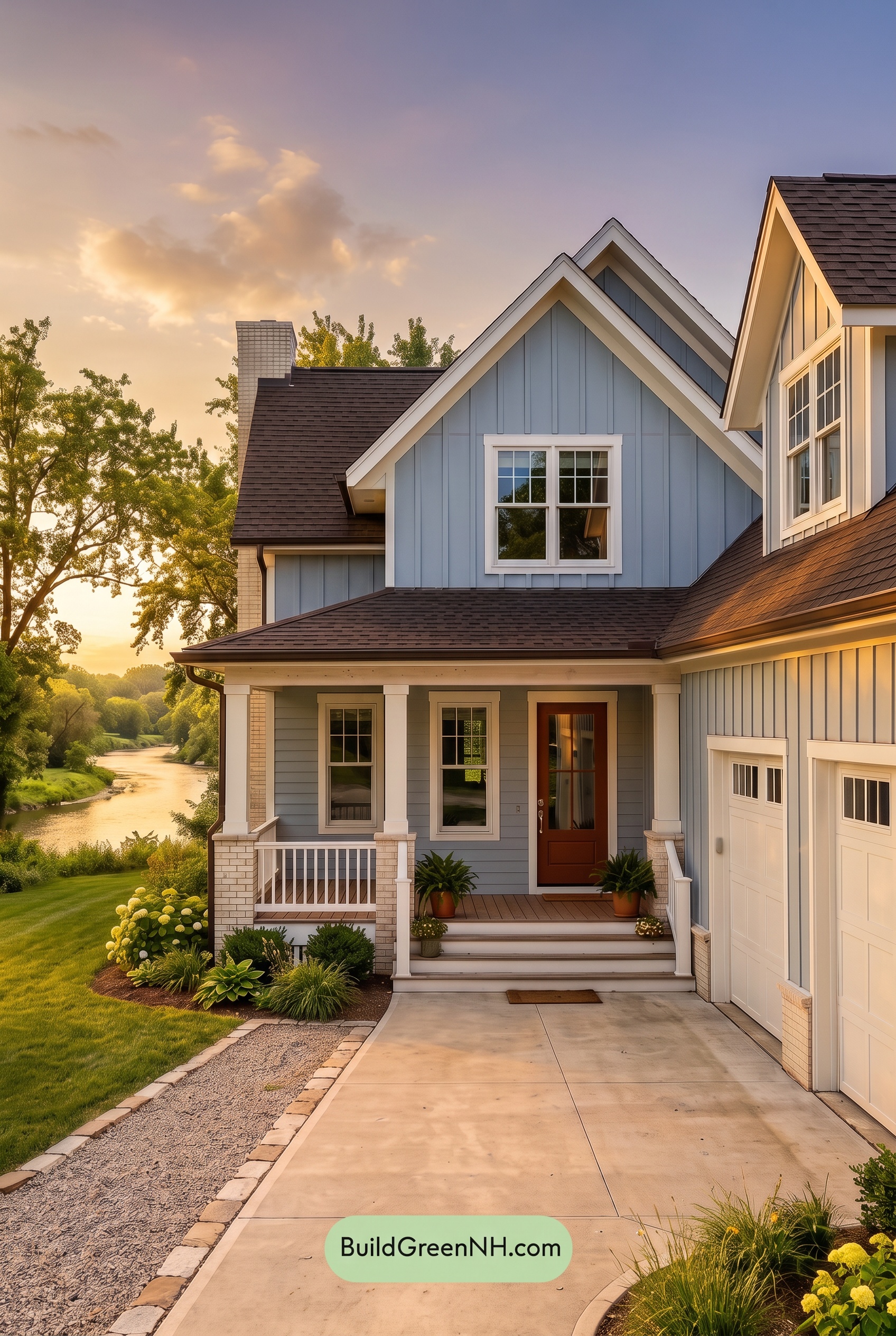 Modern Cottage Light Blue Color Scheme: Blue Linen Ember - Golden Hour