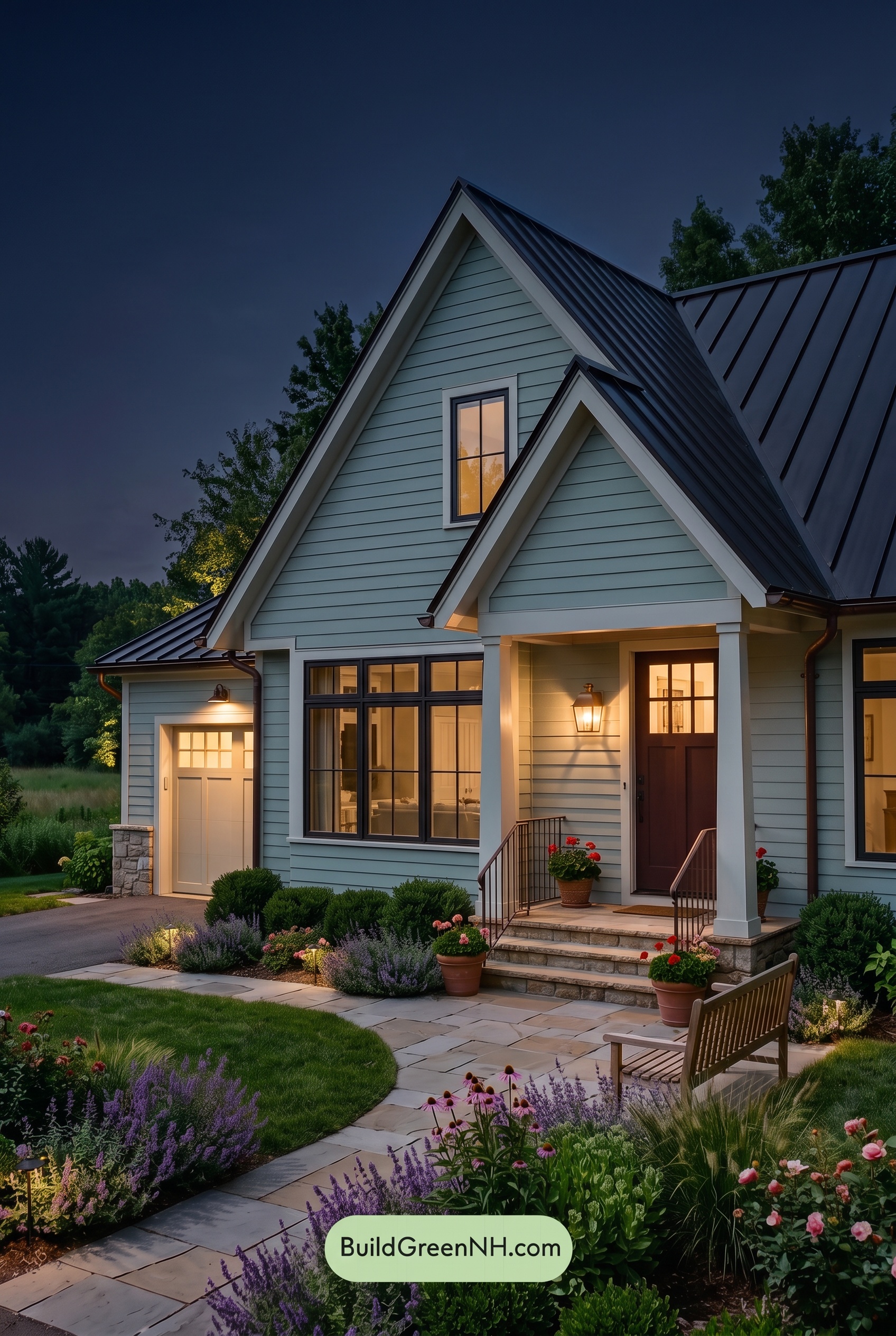 Modern Cottage Light Blue Color Scheme: Blue Meadow Ember - Nighttime