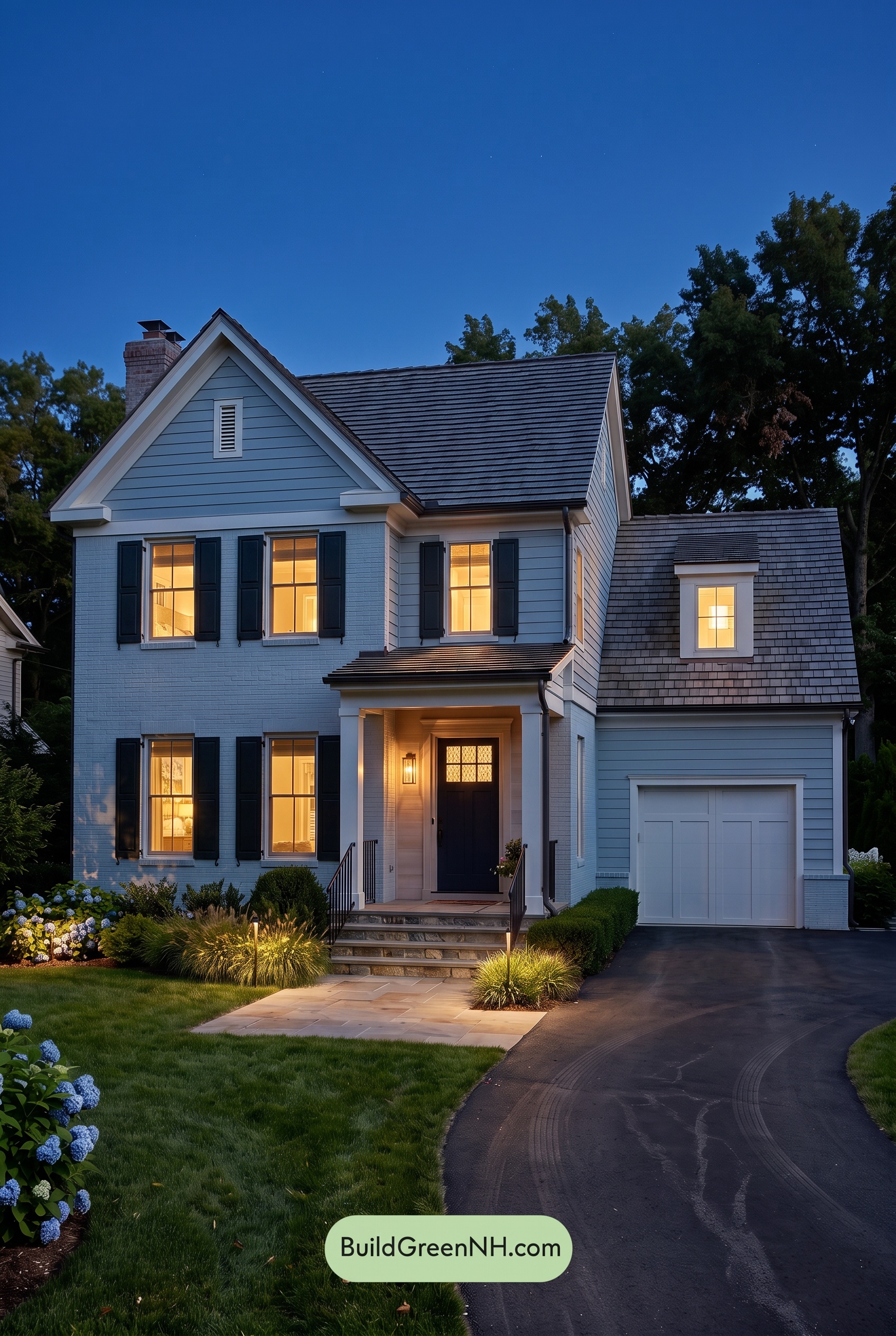 Modern Cottage Light Blue Color Scheme: Blue Pearl Reverie - Nighttime