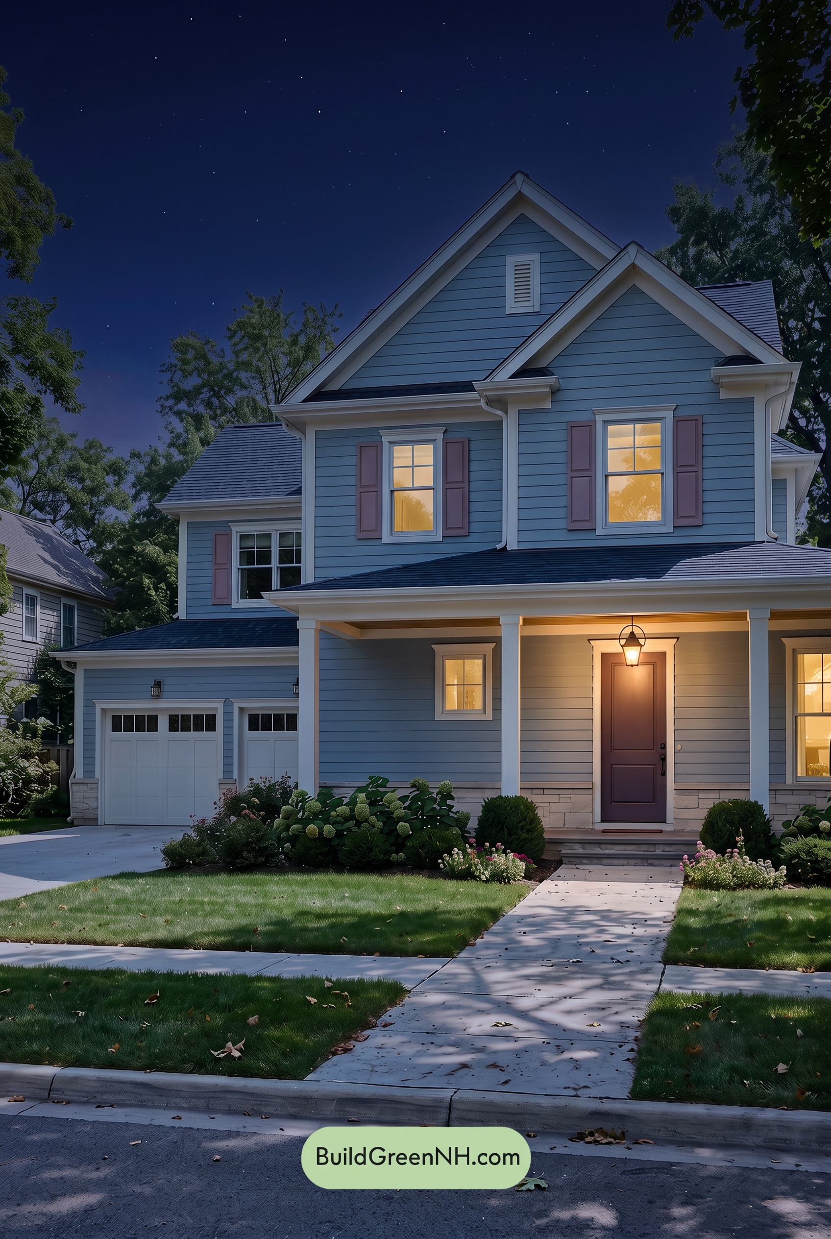 Modern Cottage Light Blue Color Scheme: Blue Velvet Bloom - Nighttime