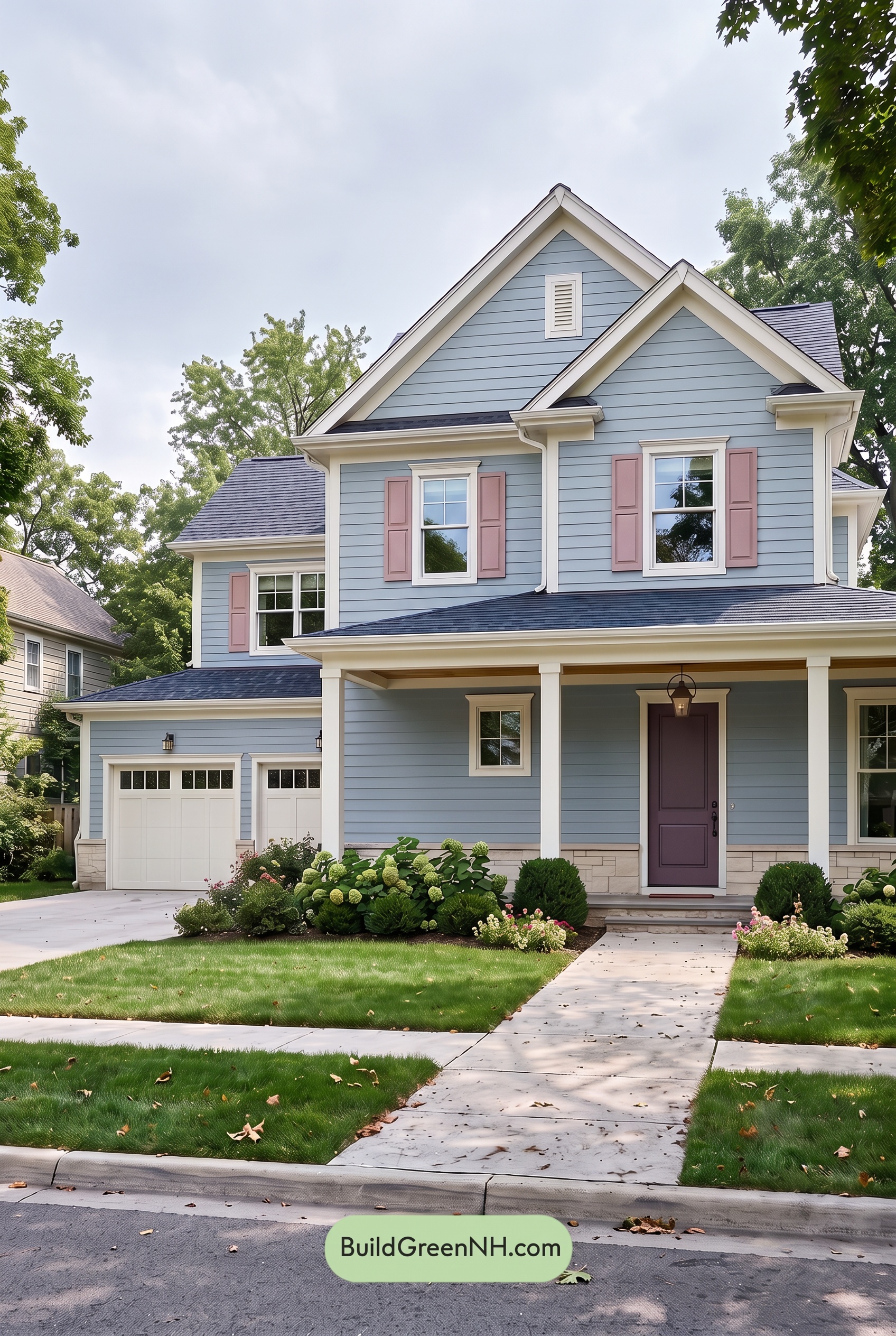 Modern Cottage Light Blue Color Scheme: Blue Velvet Bloom - Overcast