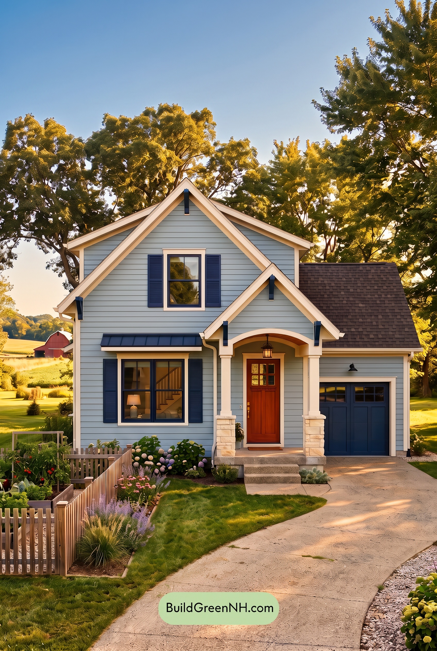 Modern Cottage Light Blue Color Scheme: Cloud Blue Sienna - Golden Hour