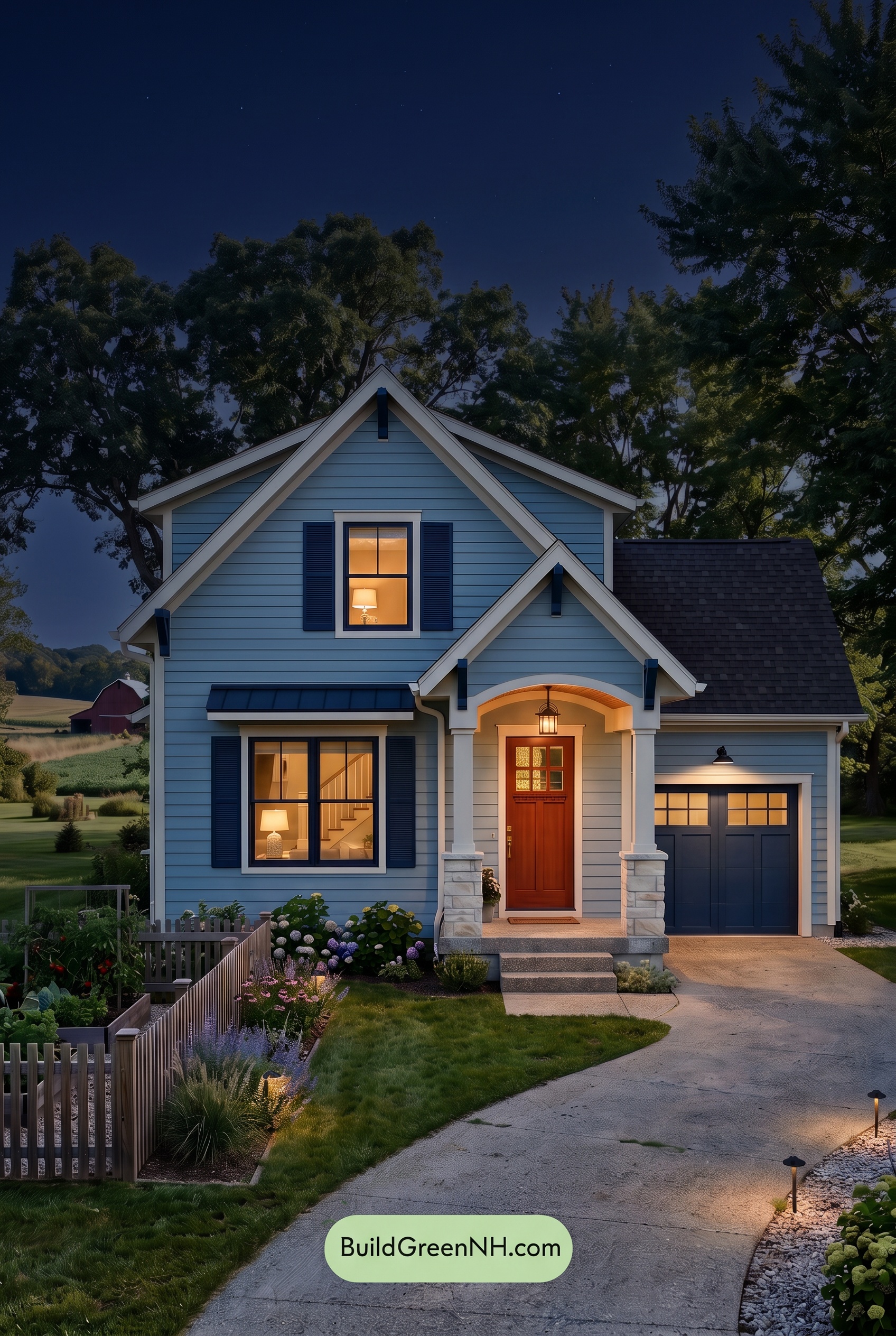 Modern Cottage Light Blue Color Scheme: Cloud Blue Sienna - Nighttime