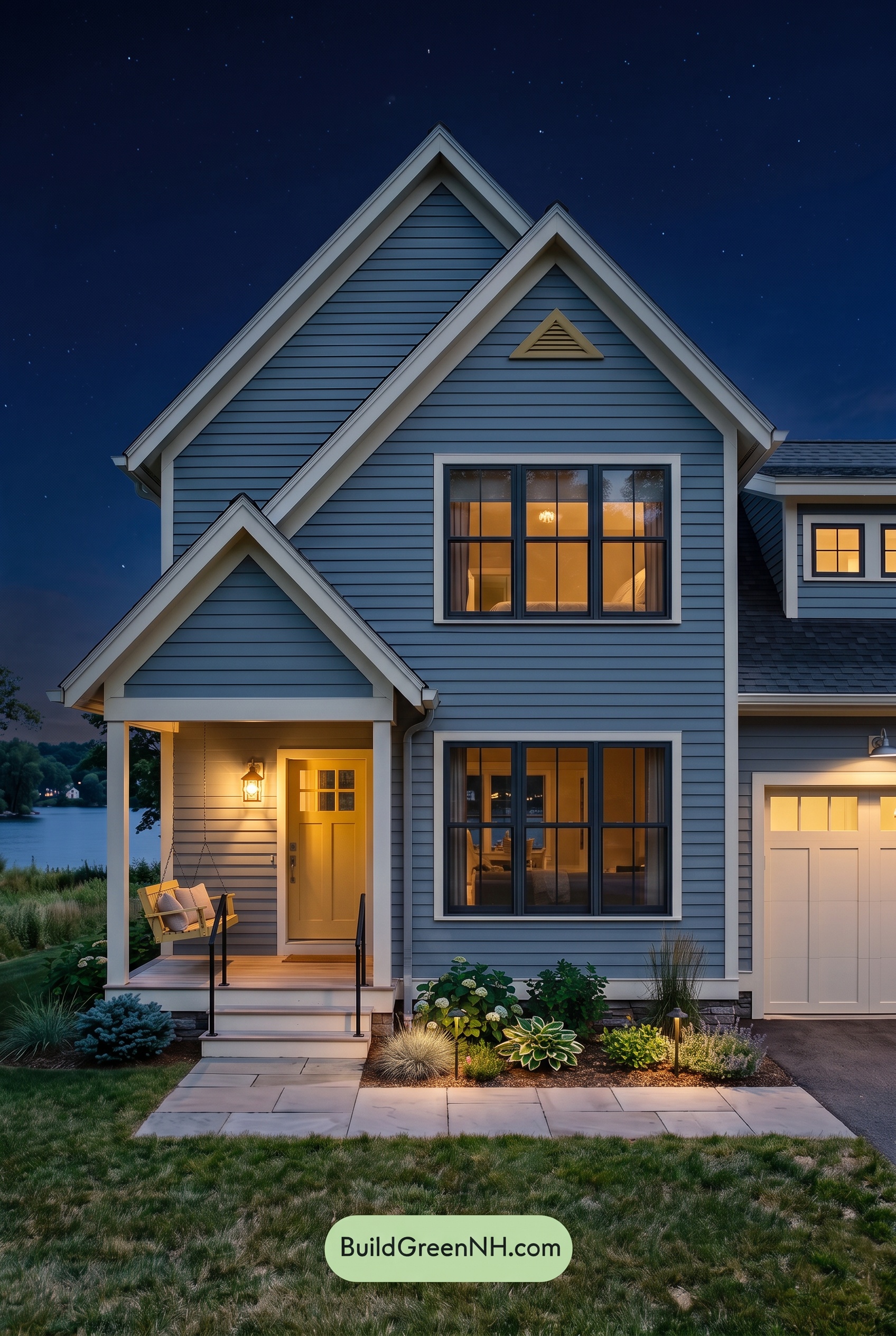 Modern Cottage Light Blue Color Scheme: Dove Blue Citron - Nighttime