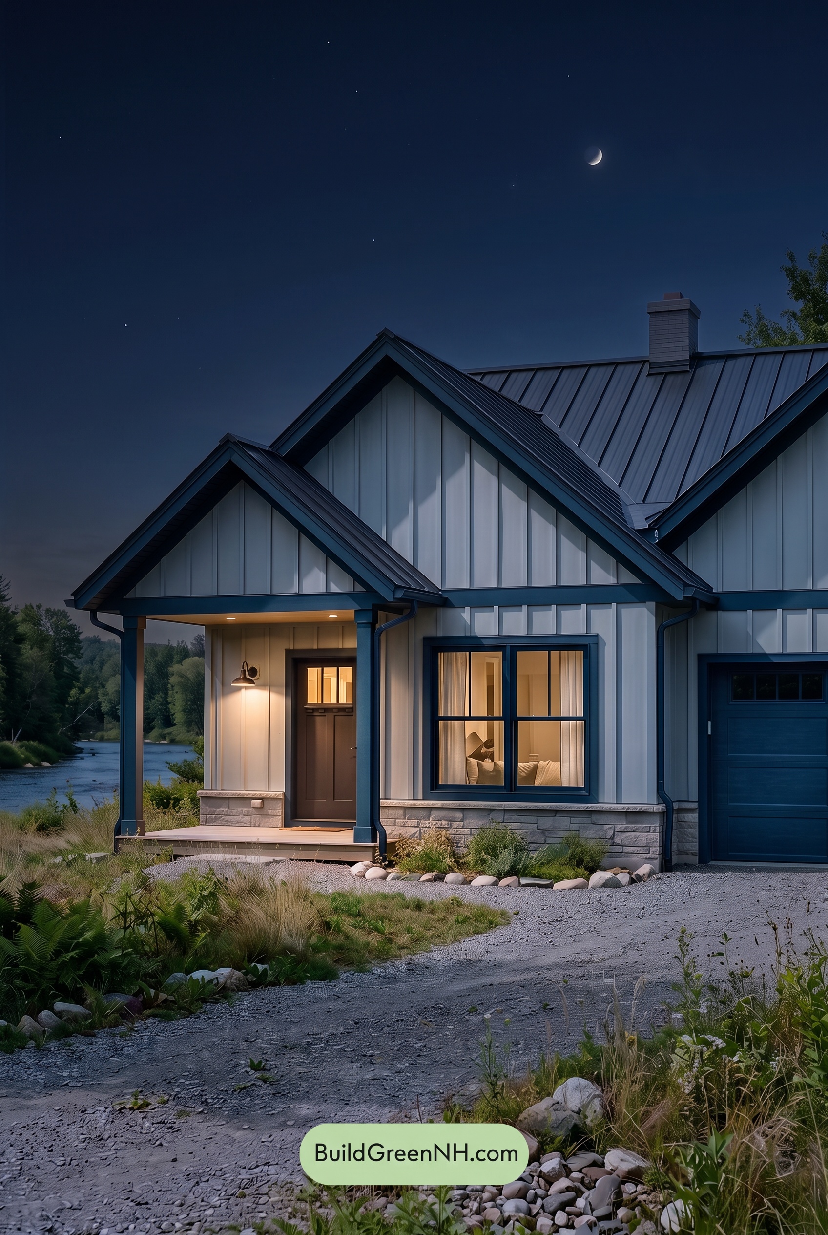 Modern Cottage Light Blue Color Scheme: Glacier Blue Umber - Nighttime