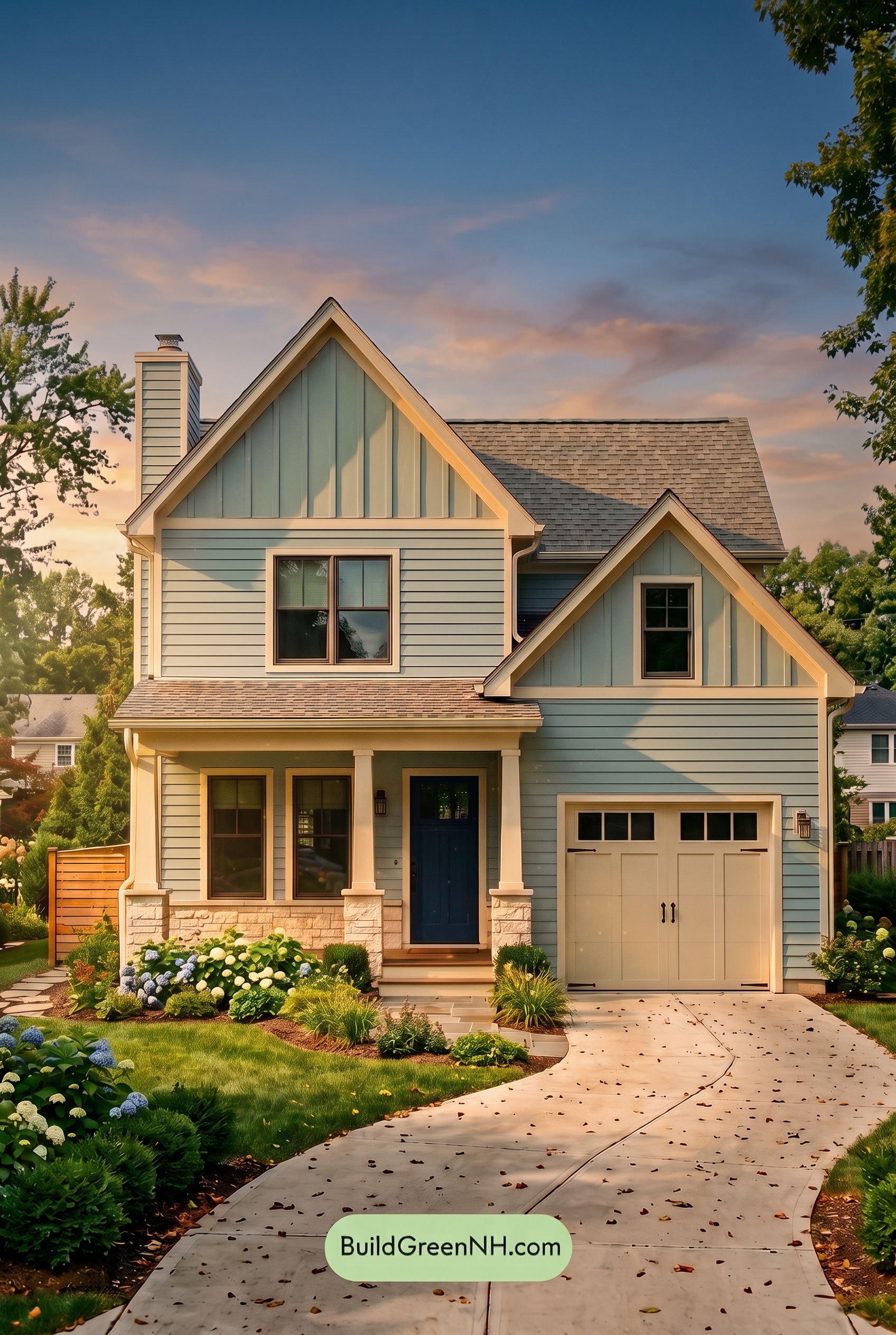 Modern Cottage Light Blue Color Scheme: Harbor Blue Quiet - Golden Hour