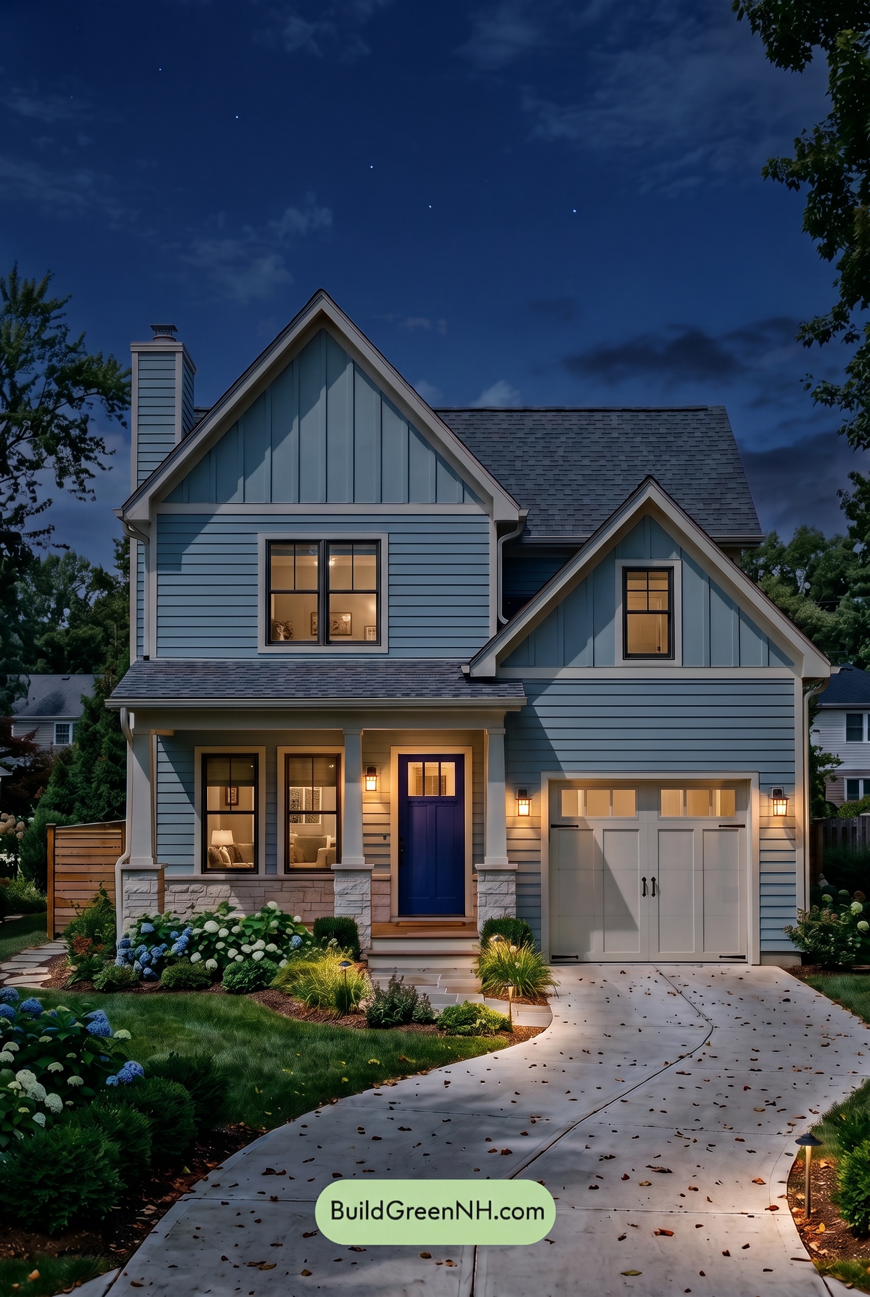 Modern Cottage Light Blue Color Scheme: Harbor Blue Quiet - Nighttime