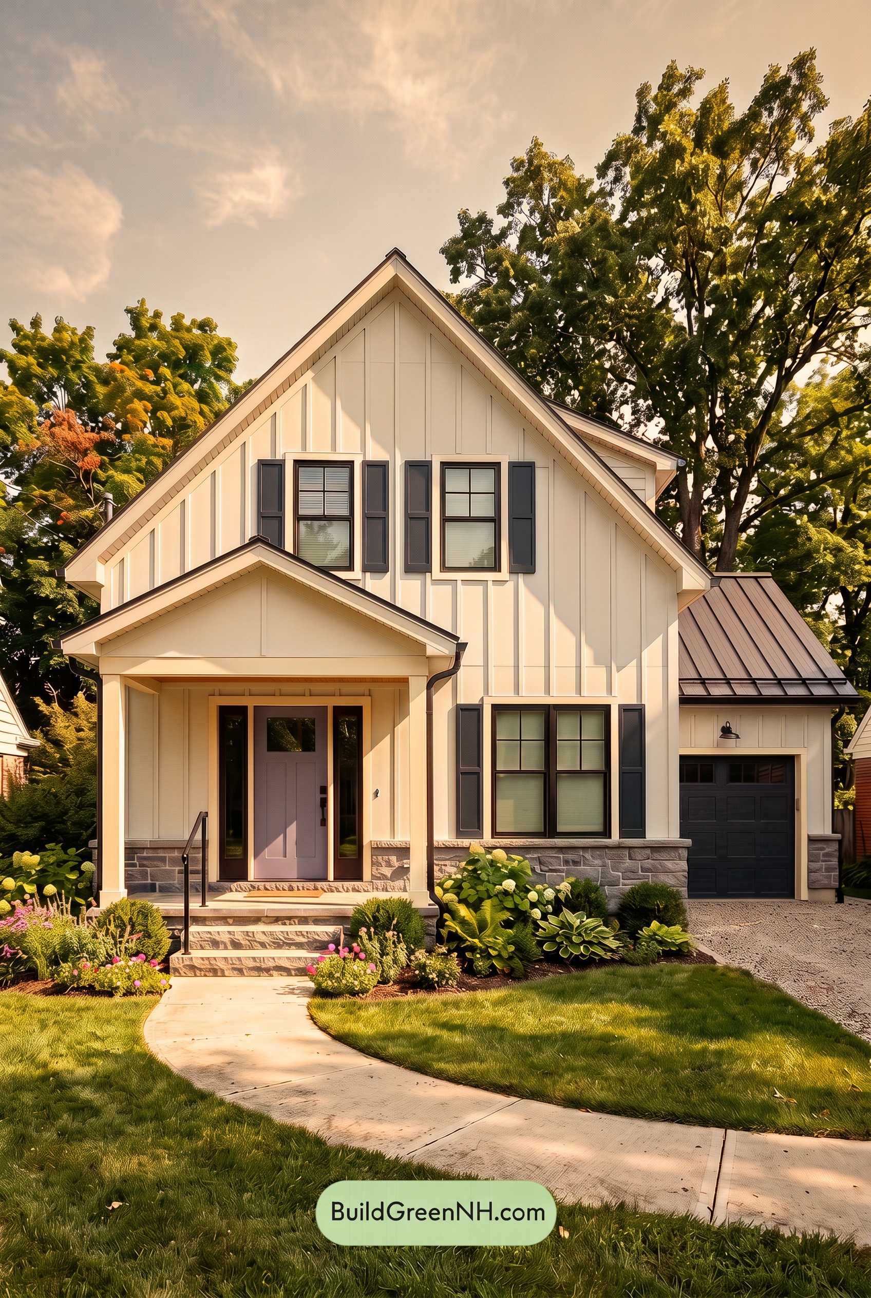 Modern Cottage Light Blue Color Scheme: Mist Blue Slate - Golden Hour