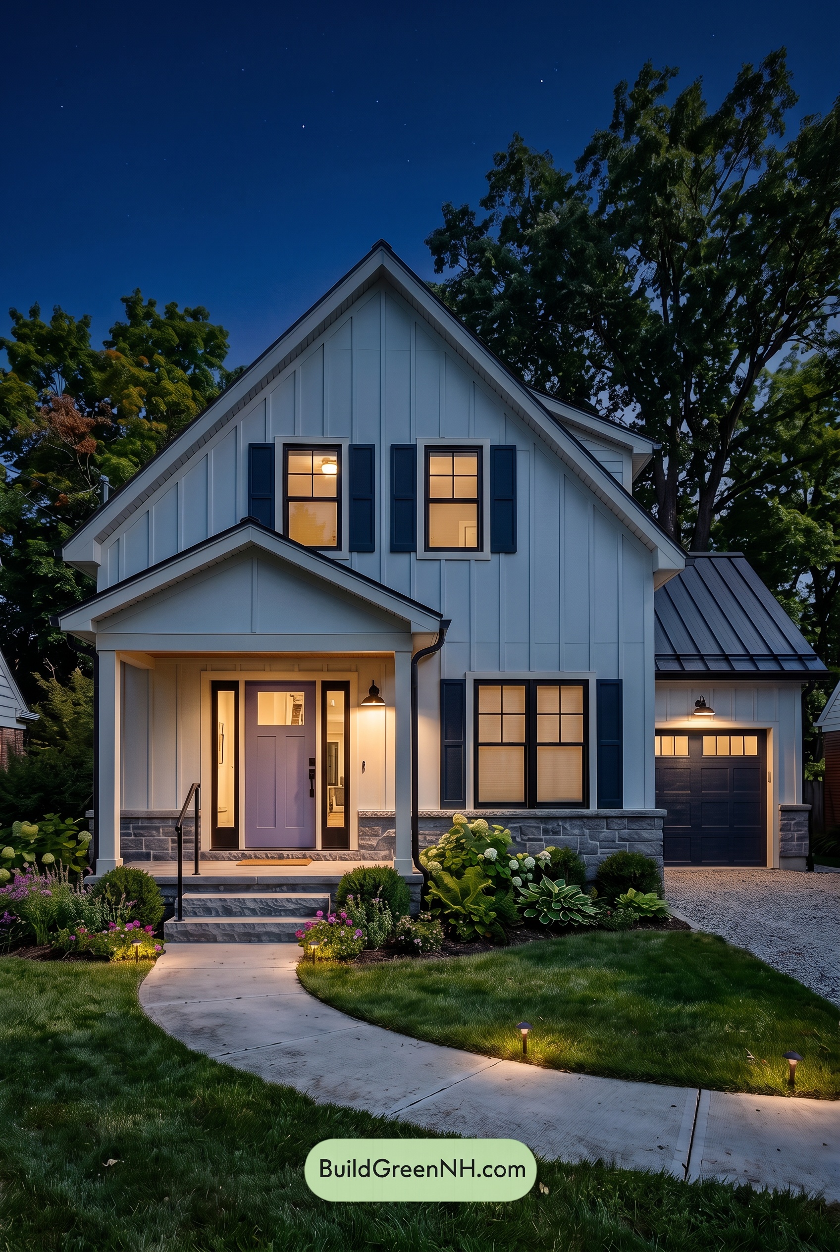 Modern Cottage Light Blue Color Scheme: Mist Blue Slate - Nighttime