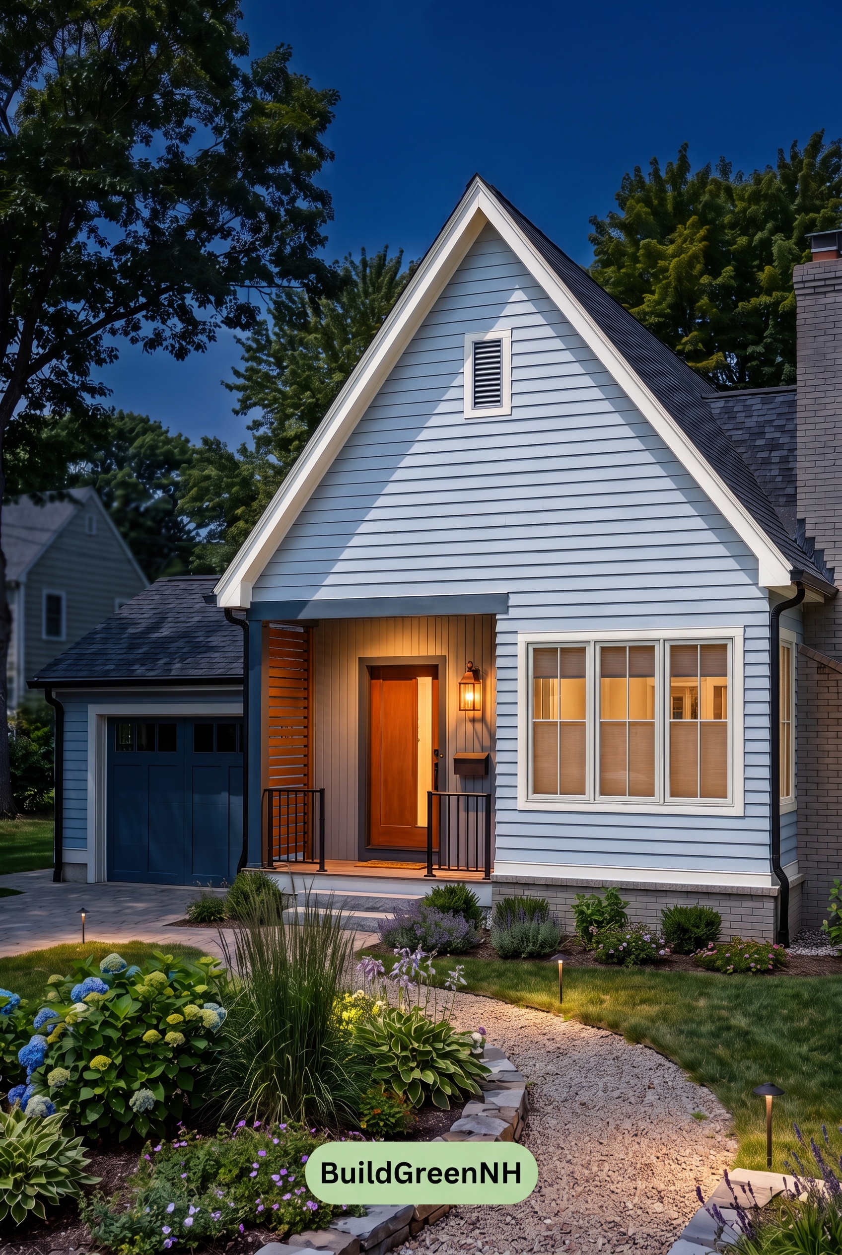 Modern Cottage Light Blue Color Scheme: Powder Blue Copper - Nighttime