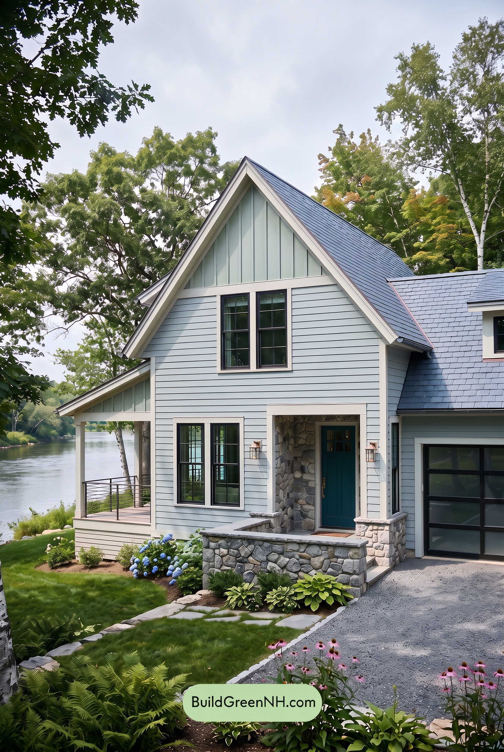 Modern Cottage Light Blue Color Scheme: River Blue Brass - Overcast