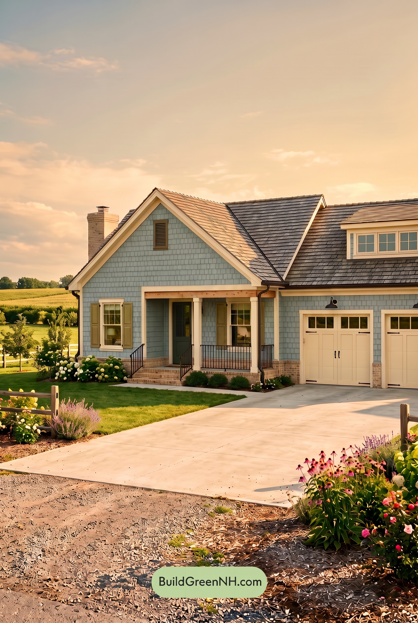 Modern Cottage Light Blue Color Scheme: Sky Blue Orchard - Golden Hour