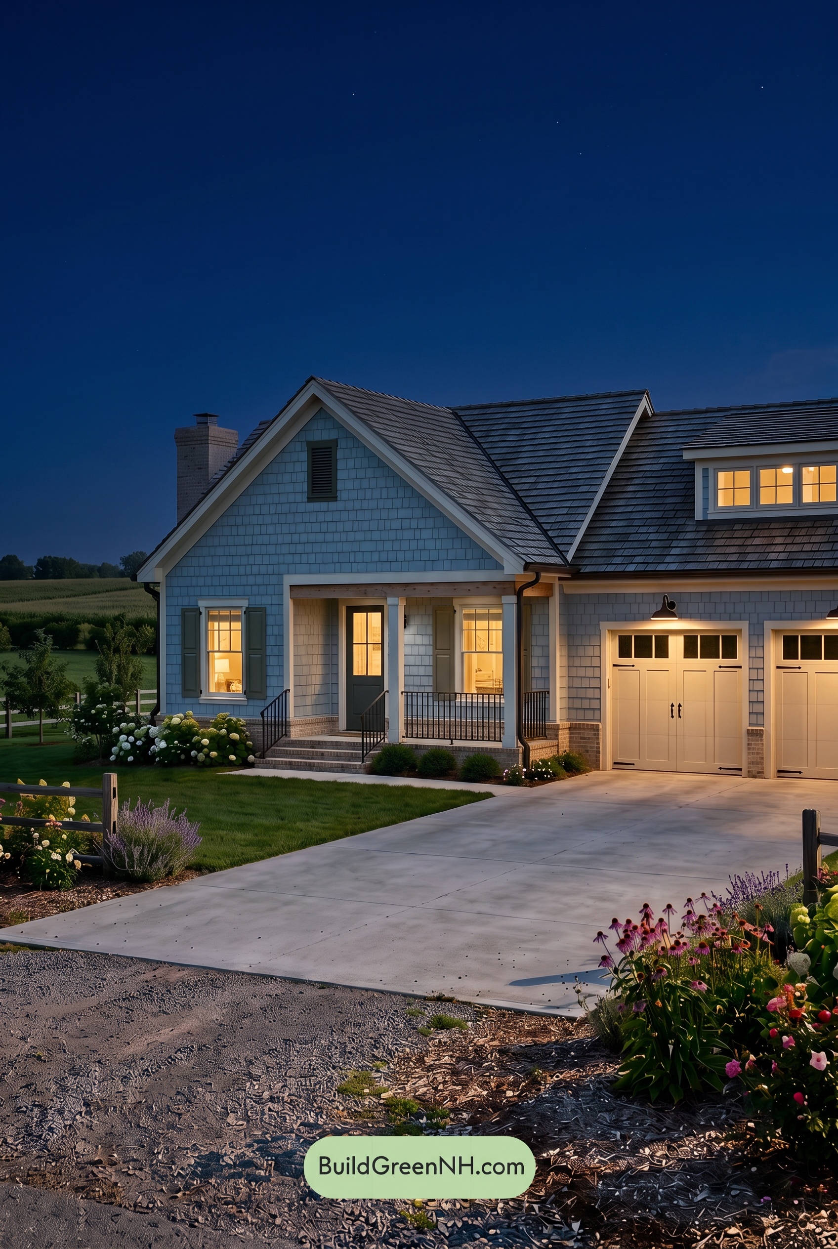 Modern Cottage Light Blue Color Scheme: Sky Blue Orchard - Nighttime