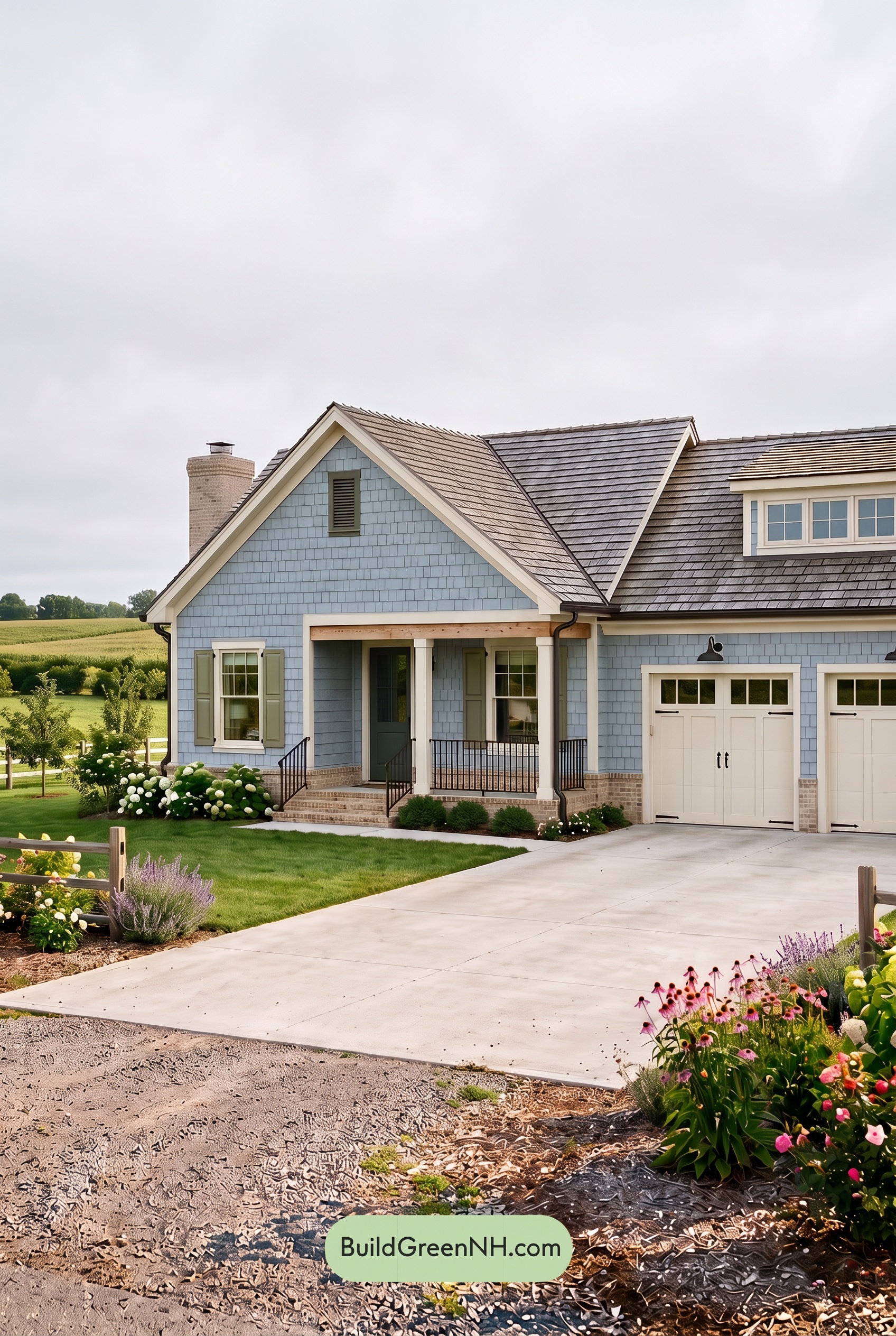 Modern Cottage Light Blue Color Scheme: Sky Blue Orchard - Overcast