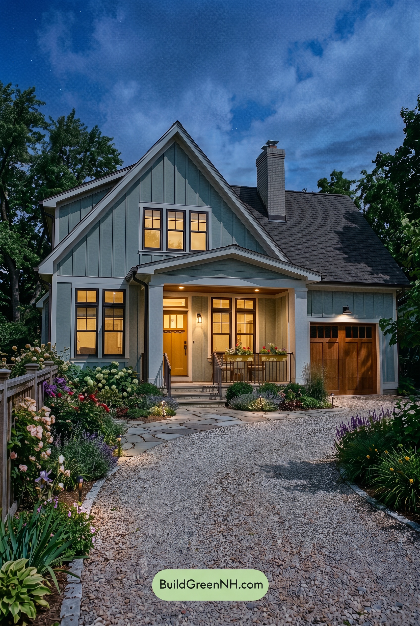 Modern Cottage Light Blue Color Scheme: Willow Blue Saffron - Nighttime