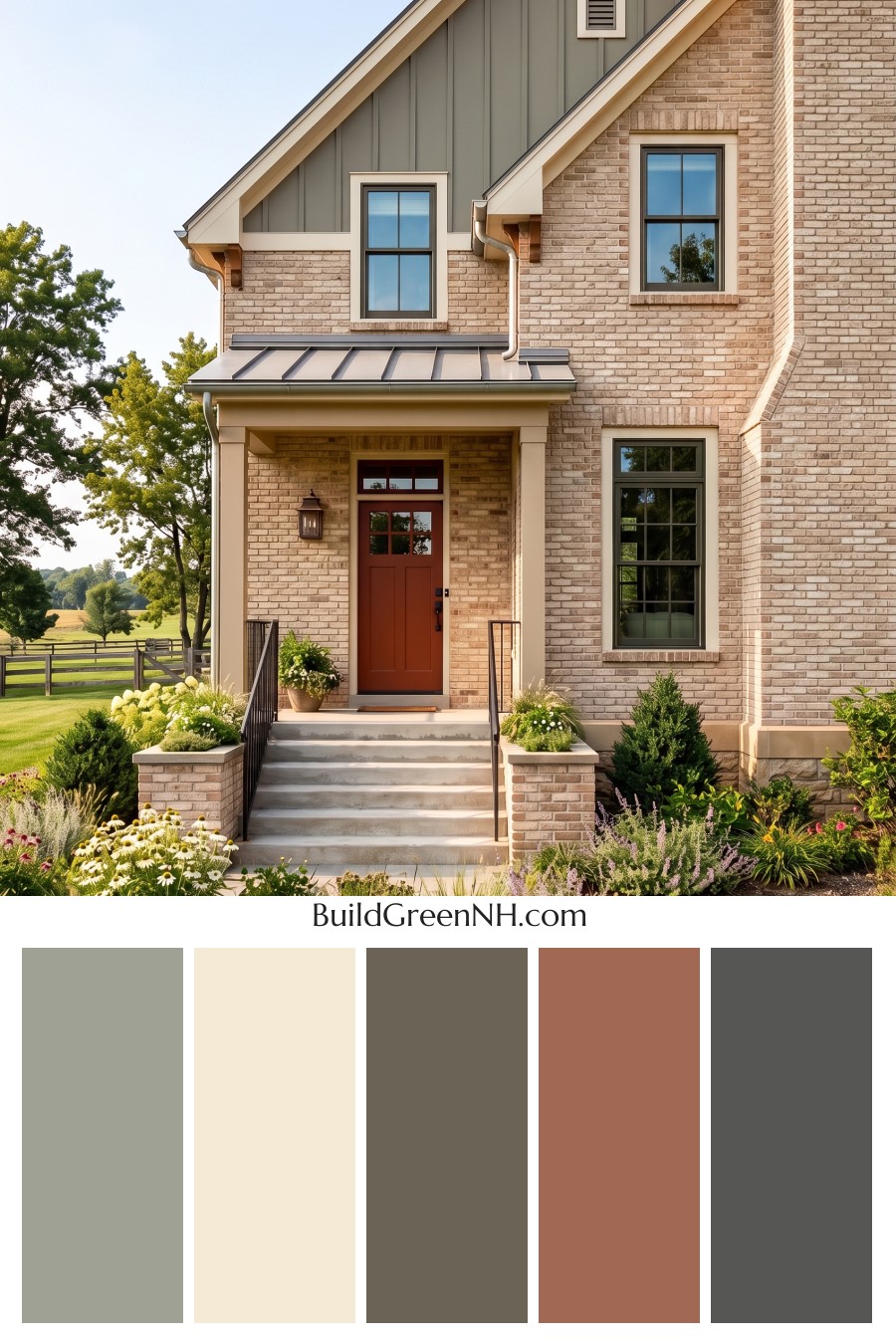 Tan Brick House Exterior Color Scheme: Buff Olive Crest