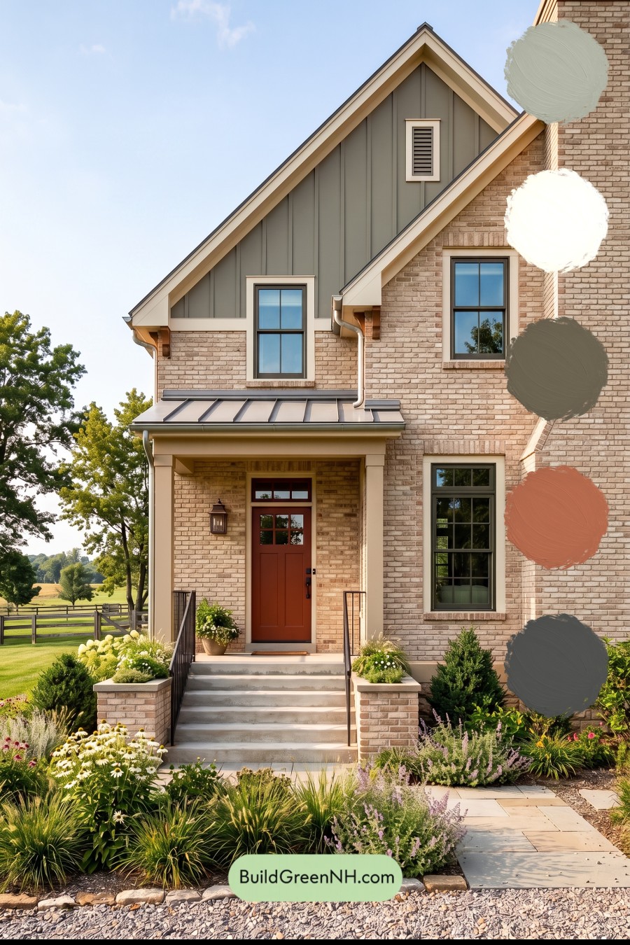 Tan Brick House Exterior Color Scheme: Buff Olive Crest