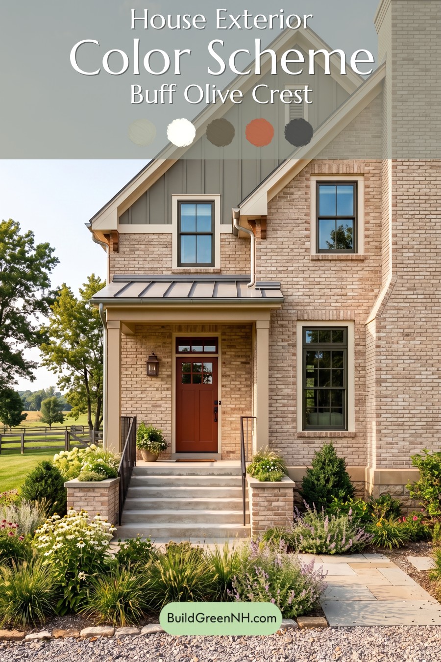 Tan Brick House Exterior Color Scheme: Buff Olive Crest