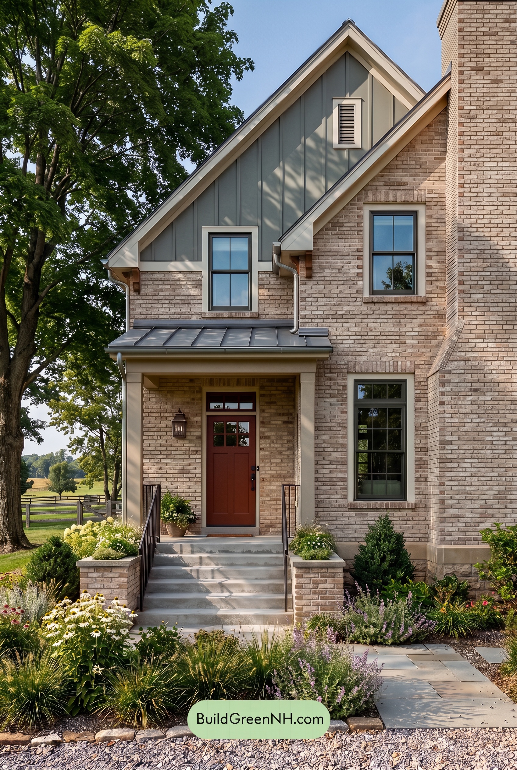 Tan Brick House Exterior Color Scheme: Buff Olive Crest - Shade