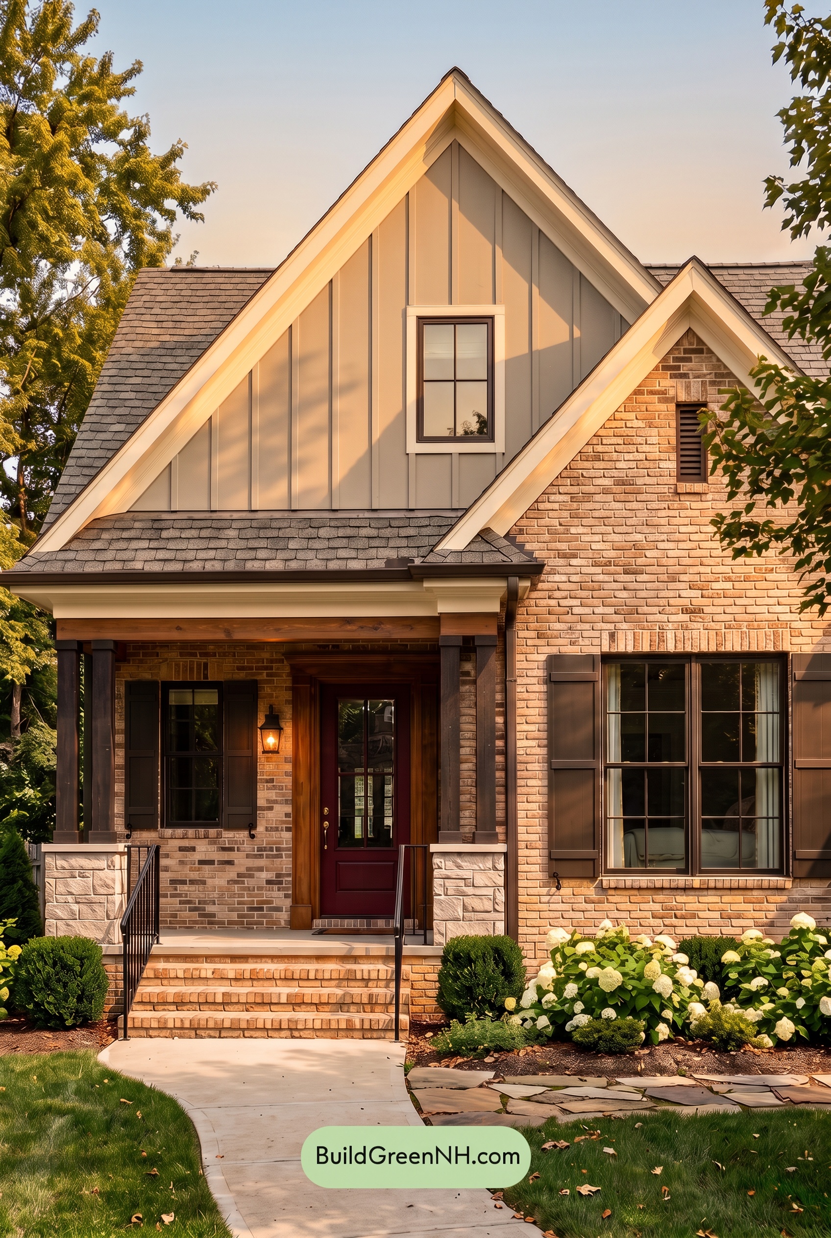 Tan Brick House Exterior Color Scheme: Hearthlight Passage - Golden Hour