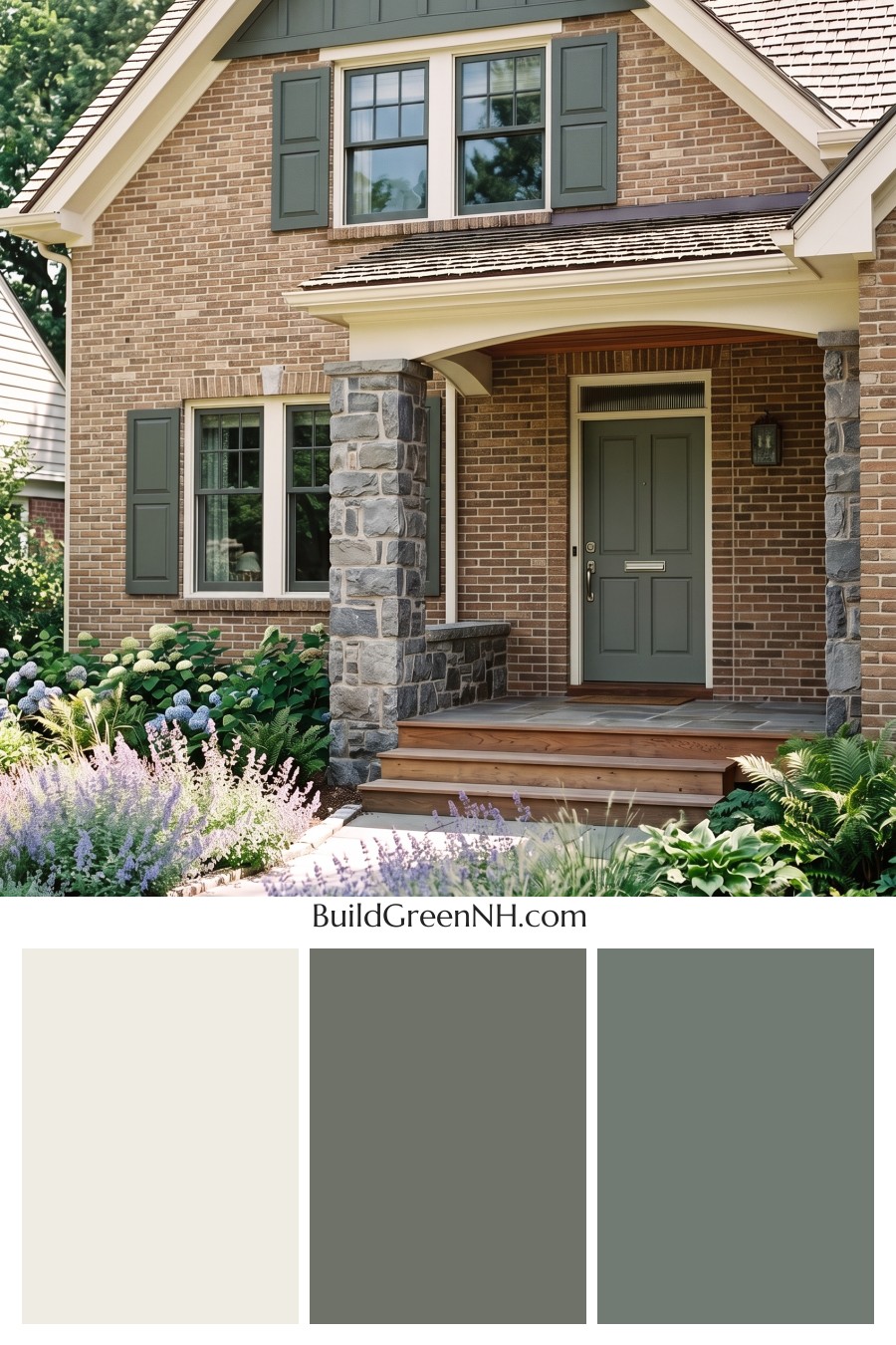 Tan Brick House Exterior Color Scheme: Juniper Porch Gleam