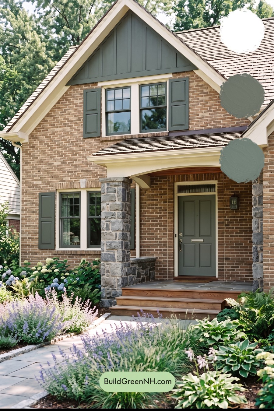 Tan Brick House Exterior Color Scheme: Juniper Porch Gleam