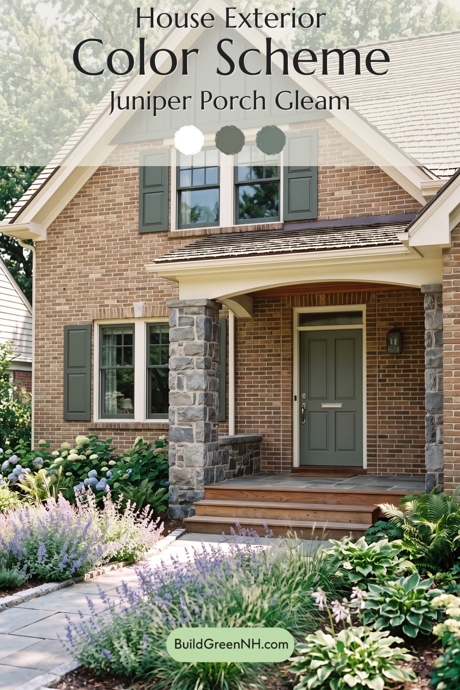 Tan Brick House Exterior Color Scheme: Juniper Porch Gleam
