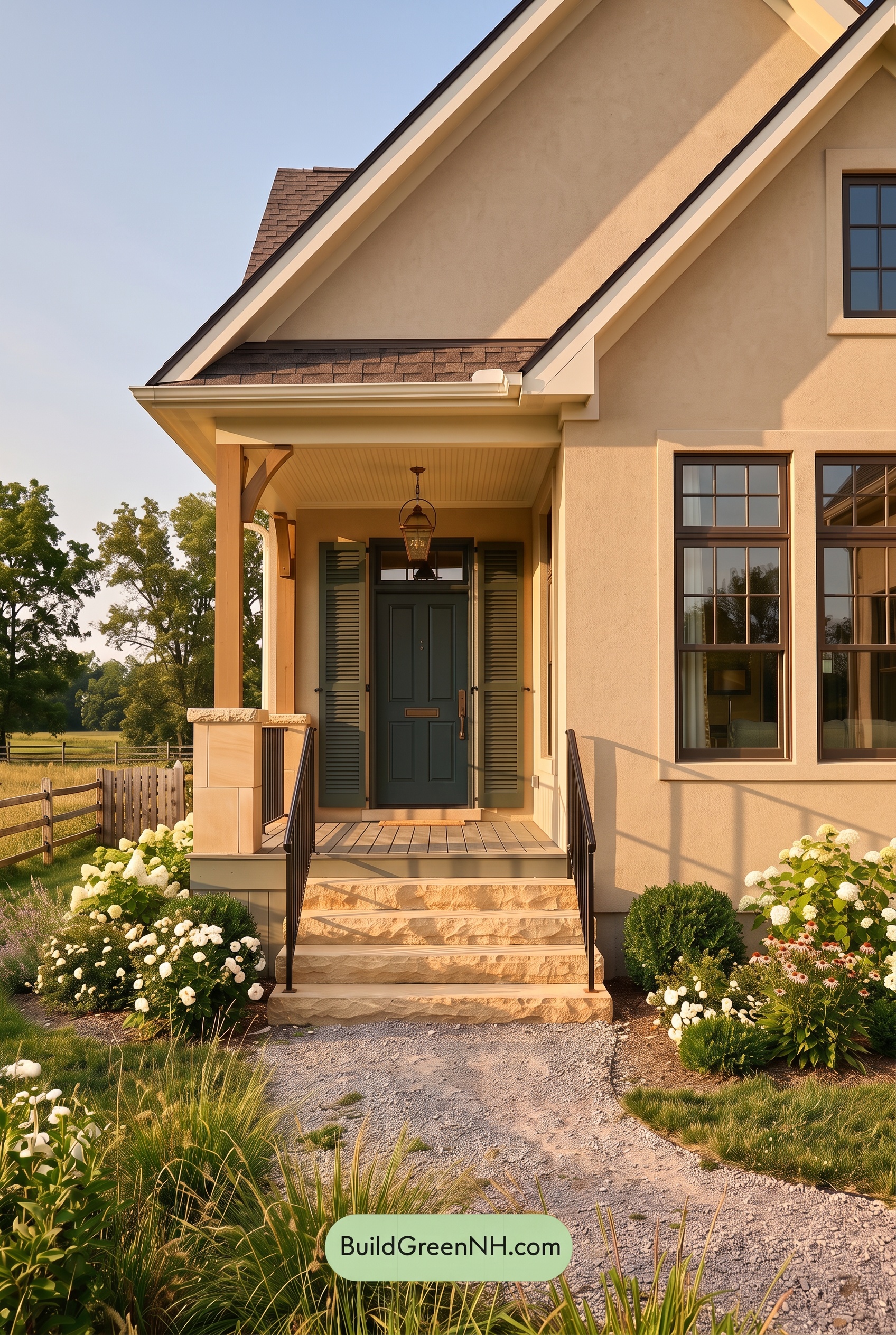 Tan Brick House Exterior Color Scheme: Laurel Entry Hush - Golden Hour