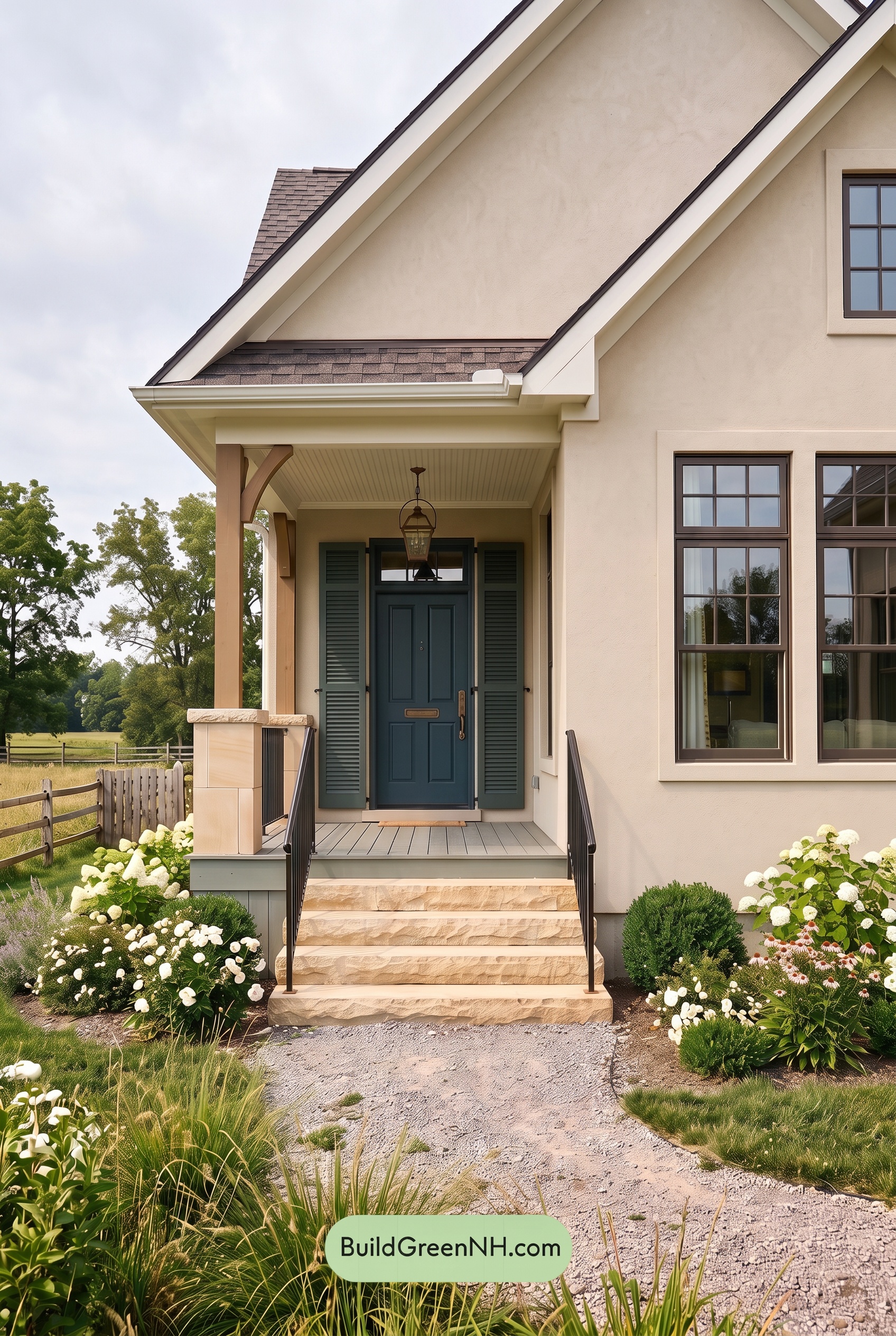 Tan Brick House Exterior Color Scheme: Laurel Entry Hush - Overcast