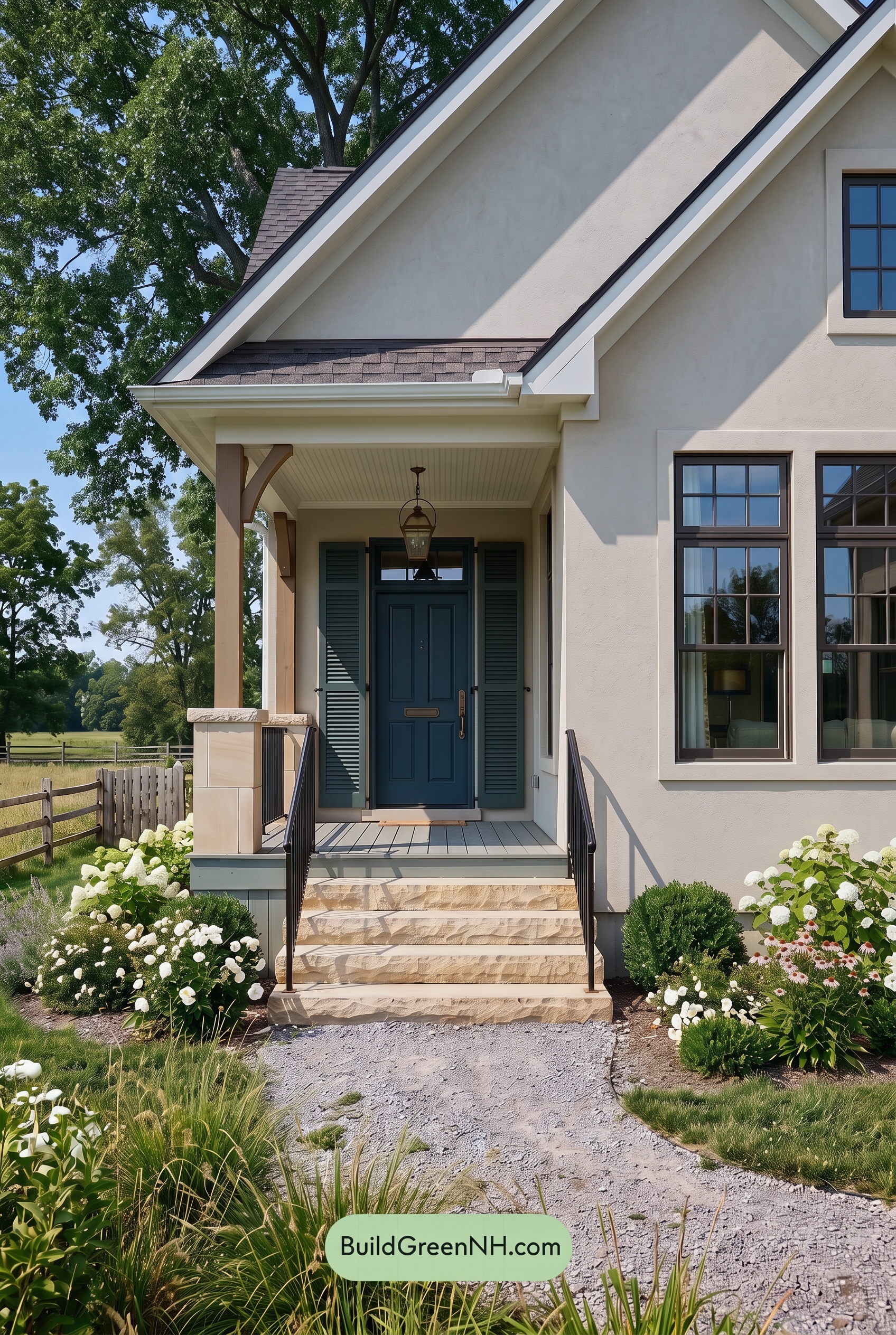 Tan Brick House Exterior Color Scheme: Laurel Entry Hush - Shade