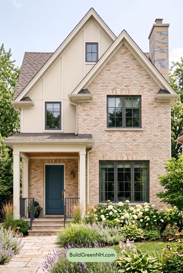 Tan Brick House Exterior Color Scheme: Linen Forge