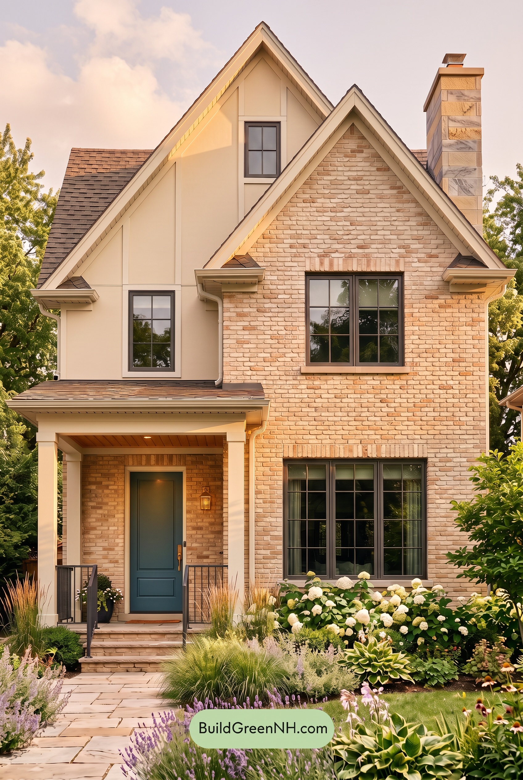 Tan Brick House Exterior Color Scheme: Linen Forge - Golden Hour