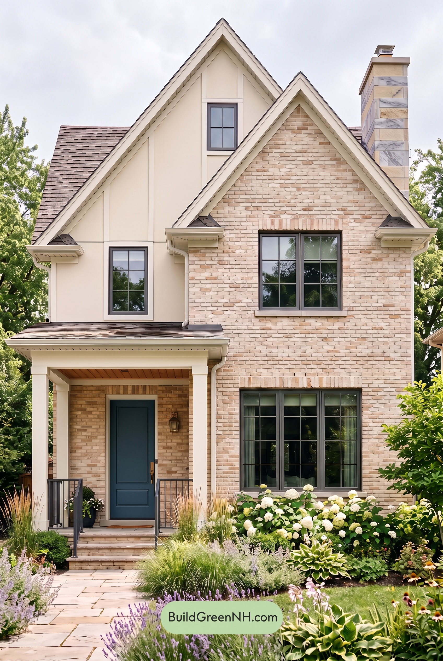 Tan Brick House Exterior Color Scheme: Linen Forge - Overcast